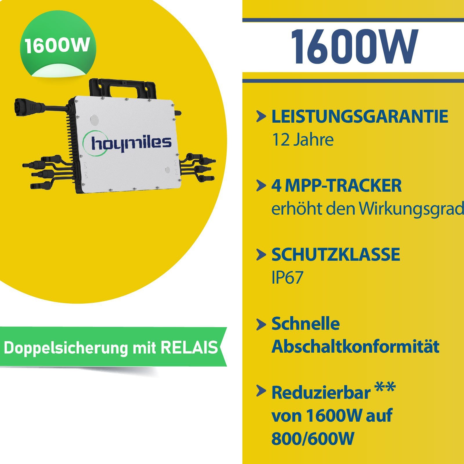 Verbindung Balkonkraftwerk Haus, Wasserdichtigkeitsklasse, (4x430W) 1720W drosselbar Photovoltaik Balkon-Solaranlage Monokristalline, steckerfertig (Hoymiles HMS-1600-4T Stegpearl Solarmodule, Solaranlage Wechselrichter, & Ihr für Freigabe Antireflexbeschichtung, (Die für Play) der Module) 4 Bifaziale WLAN Plug