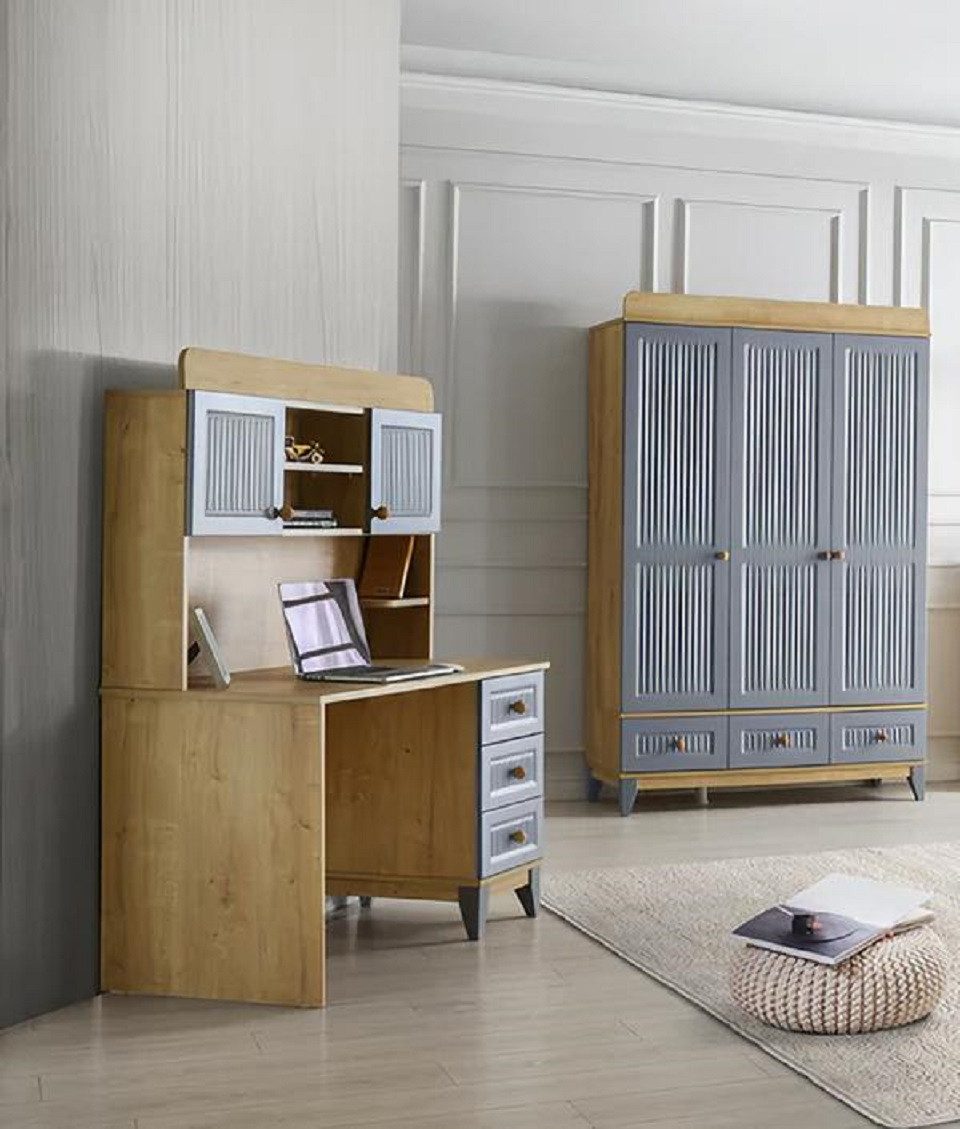 Jugendzimmer-Set Kleiderschrank mit integriertem Schreibtisch in modernem Design