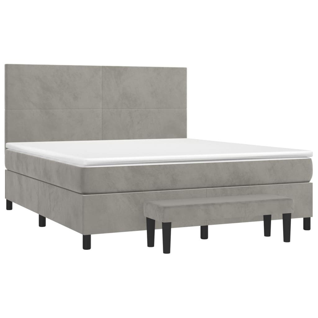 Bett Boxspringbett mit Matratze Hellgrau 160x200 cm Samt