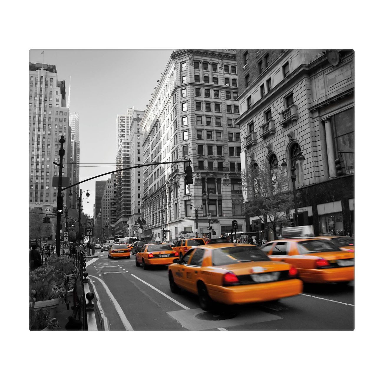 banjado Herd-Abdeckplatte einteilig aus Glas mit Motiv New York Taxi, (gehärtet, 1 tlg., inkl. selbstklebende Gummifüßchen)