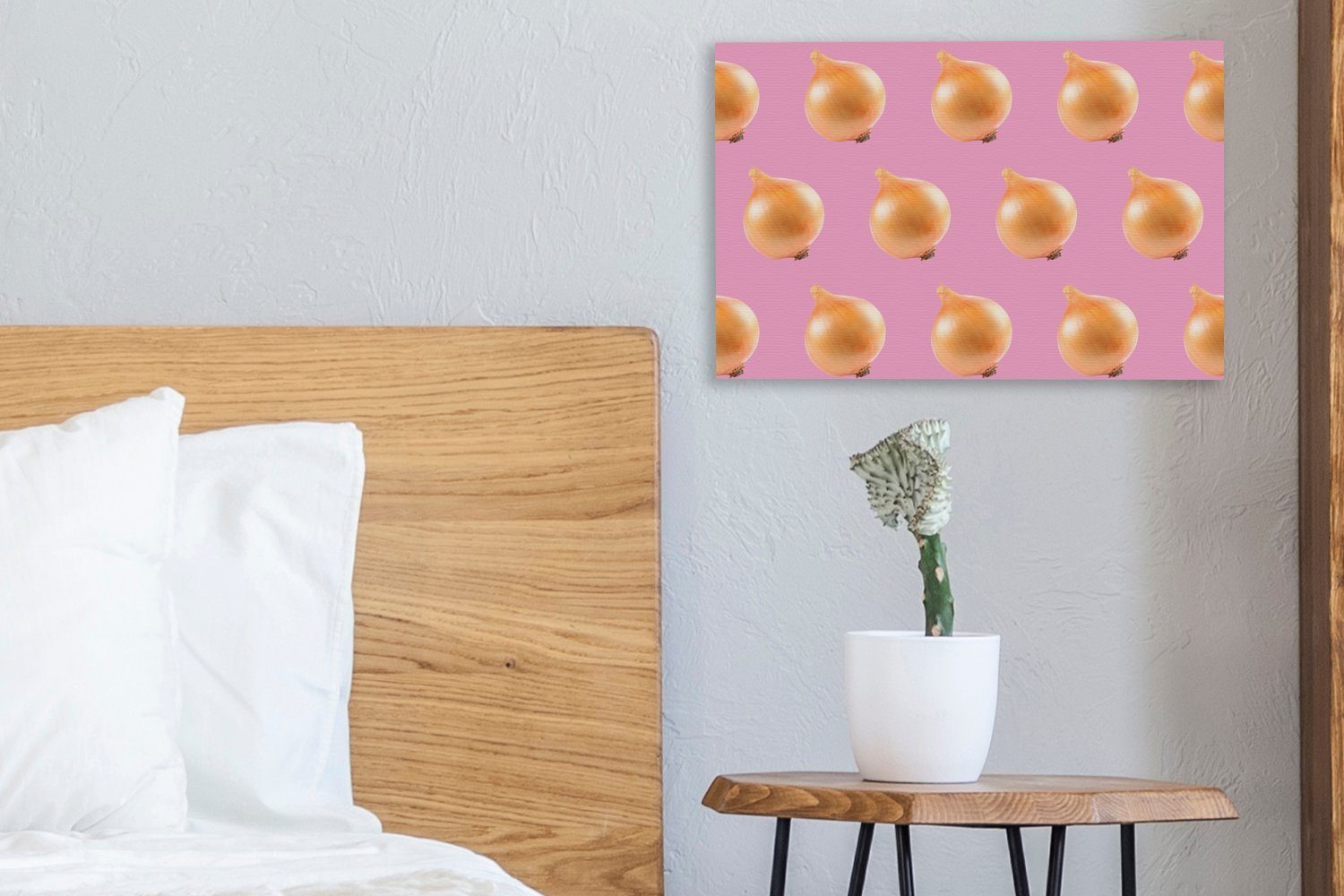 Leinwandbild OneMillionCanvasses® St), Aufhängefertig, Gemüse Leinwandbilder, (1 cm Wandbild Wanddeko, - - Zwiebeln Rosa, 30x20