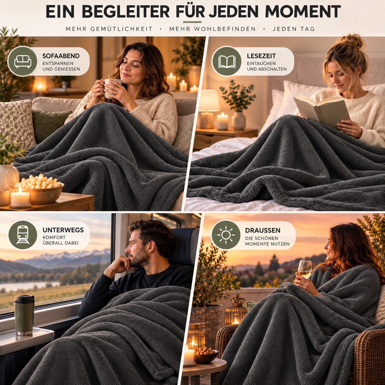 Wohndecke Kuscheldecke 260 g/m², flauschige Wohndecke, Fleecedecke, Oeko-Tex, Komfortec – Bild 3 von 5