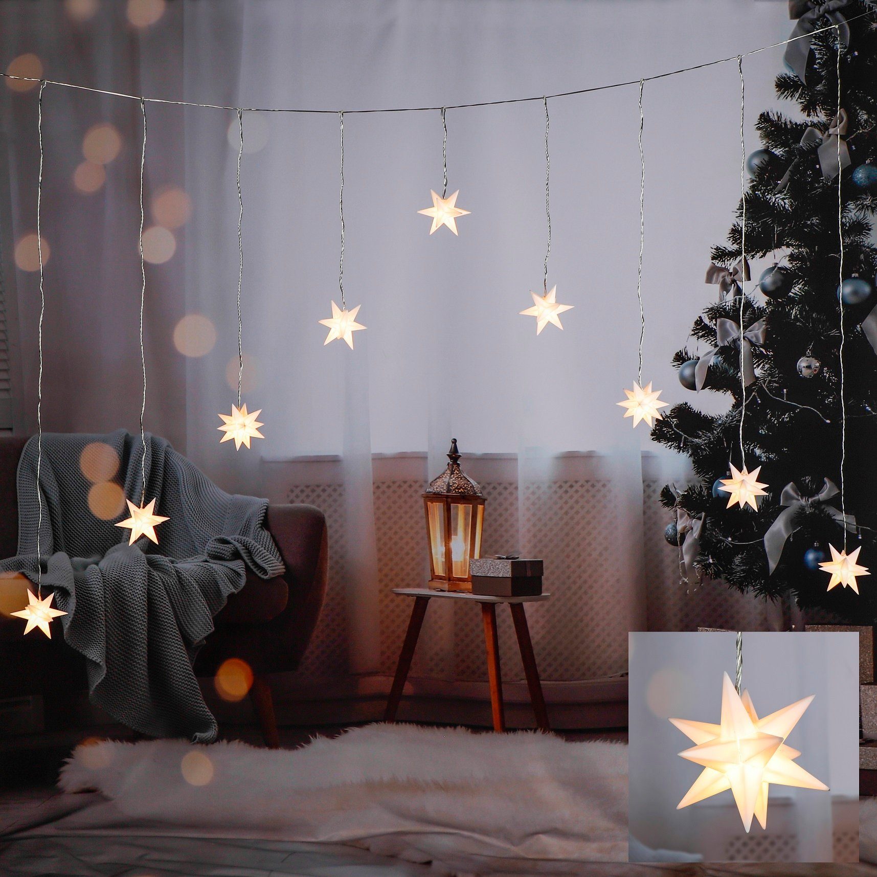 GartenHero LED-Lichterkette »LED Lichterkette Sterne Weihnachtssterne 