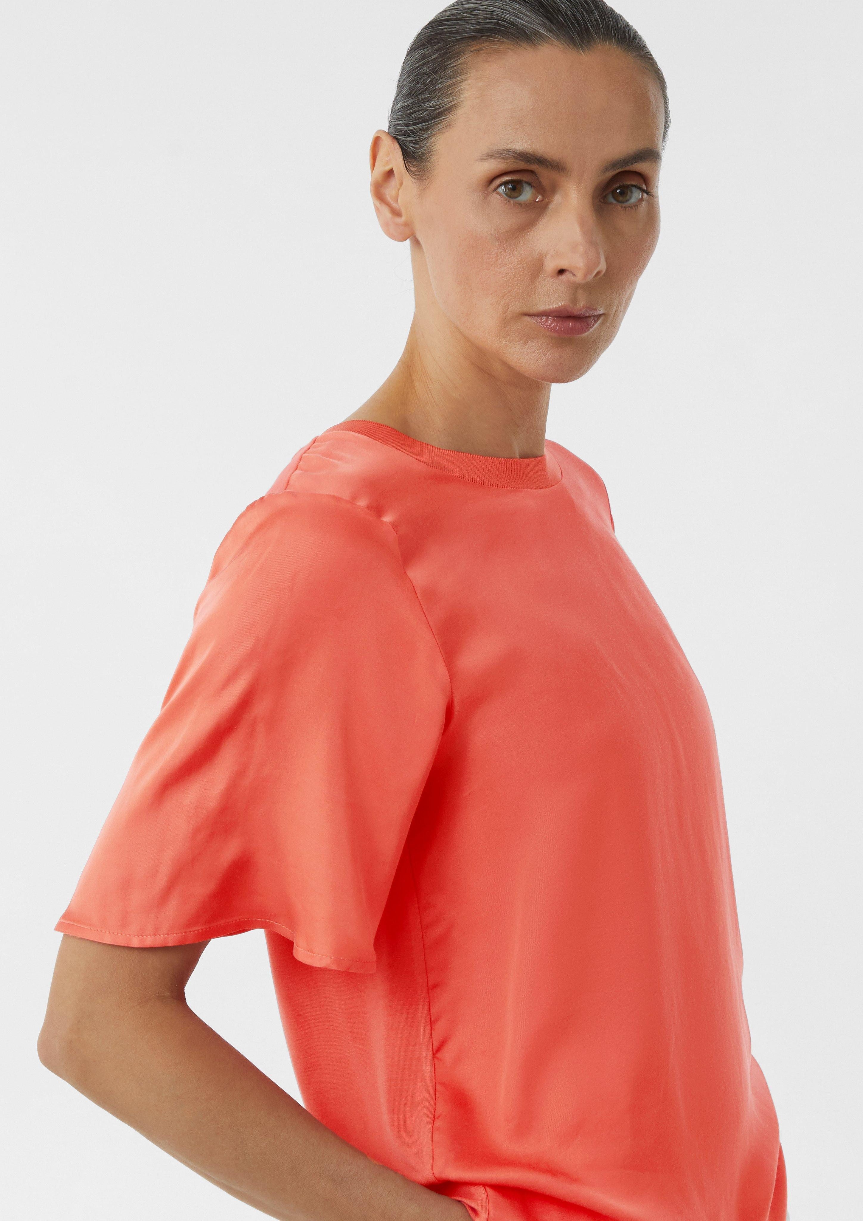 Comma Kurzarmshirt Fließendes Blusenshirt im Fabricmix günstig online kaufen
