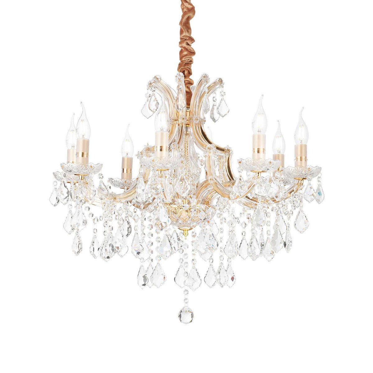 Ideal Lux Люстри Napoleon SP8 Kristallglas Люстри 8-flammig, Gold, Ø: 67 cm, LED wechselbar, Hängeleuchte