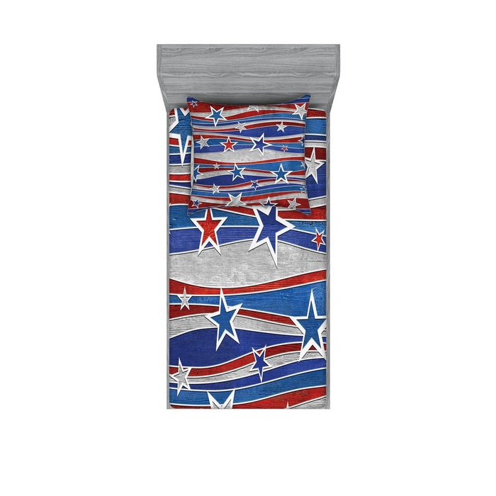 Bettwäsche bedrucktes 2-teiliges Bettwäscheset Abakuhaus Microfaser Vereinigte Staaten Abstract USA Flag