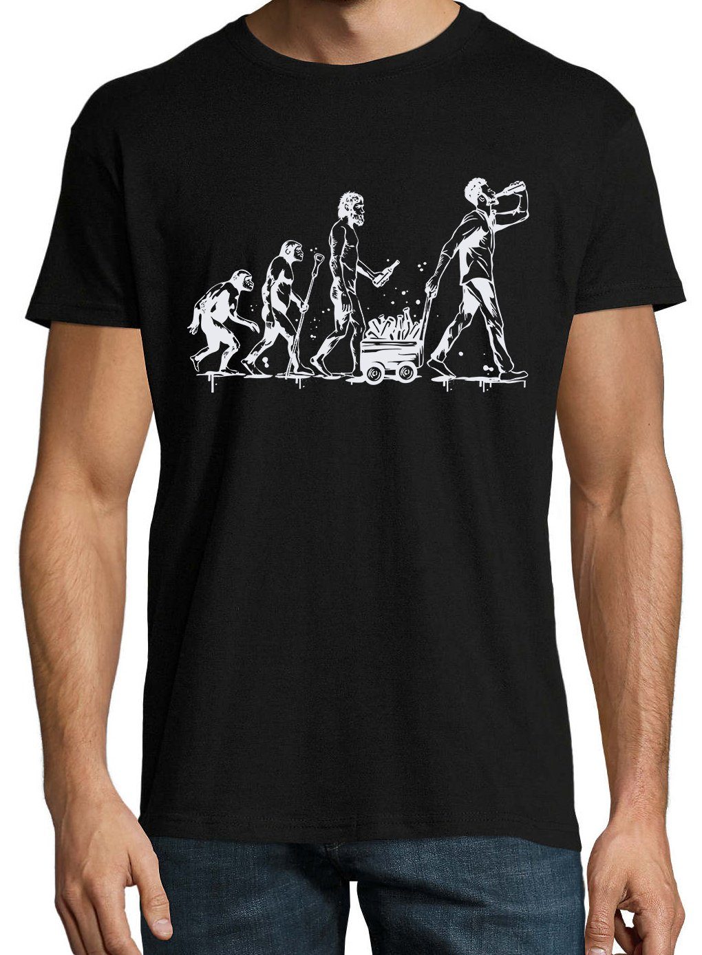 Youth Designz T-Shirt EvolutionBier Herren mit Print T-Shirt Schwarz lustigem