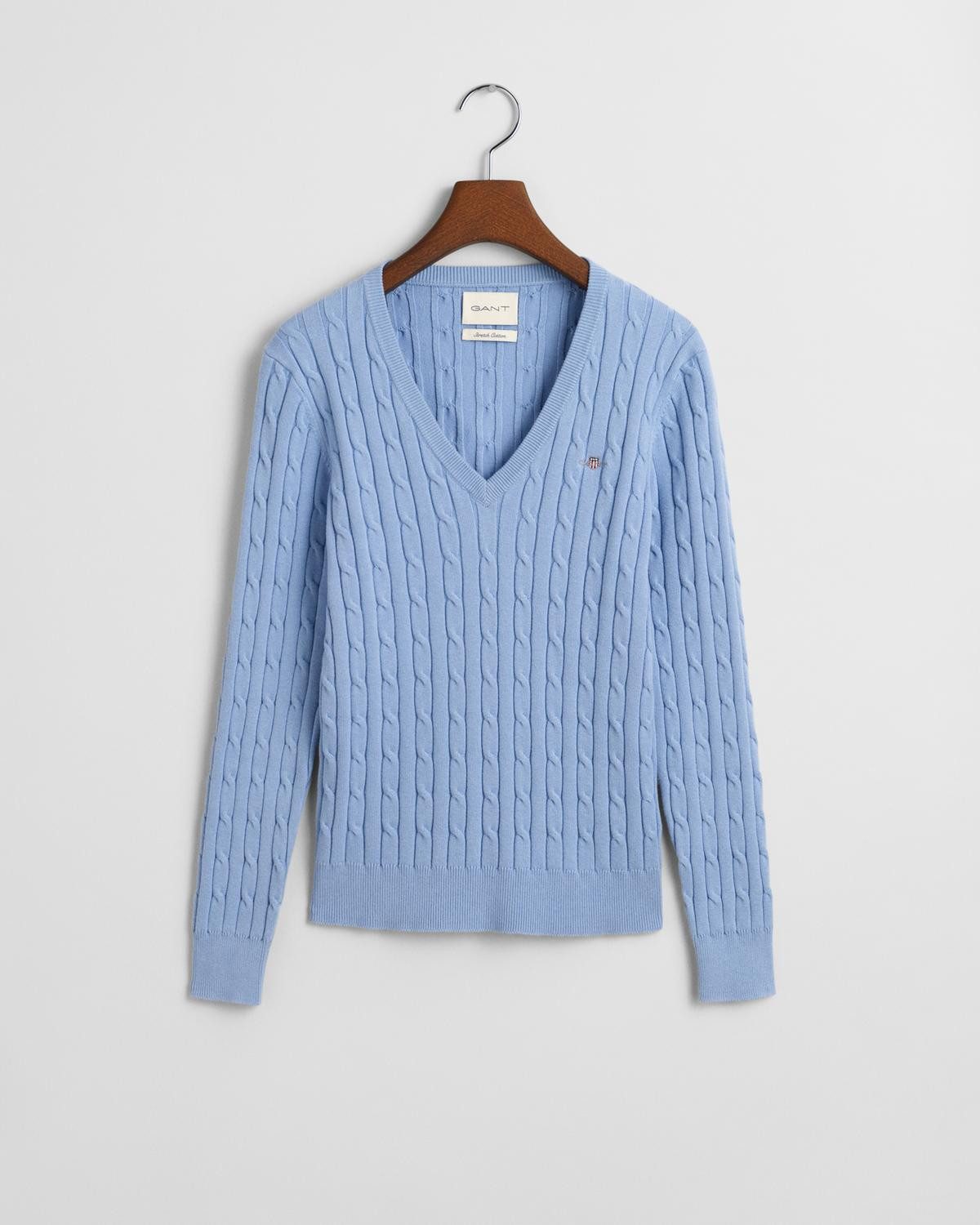 Strickpullover STRETCH COTTON CABLE V-NECK