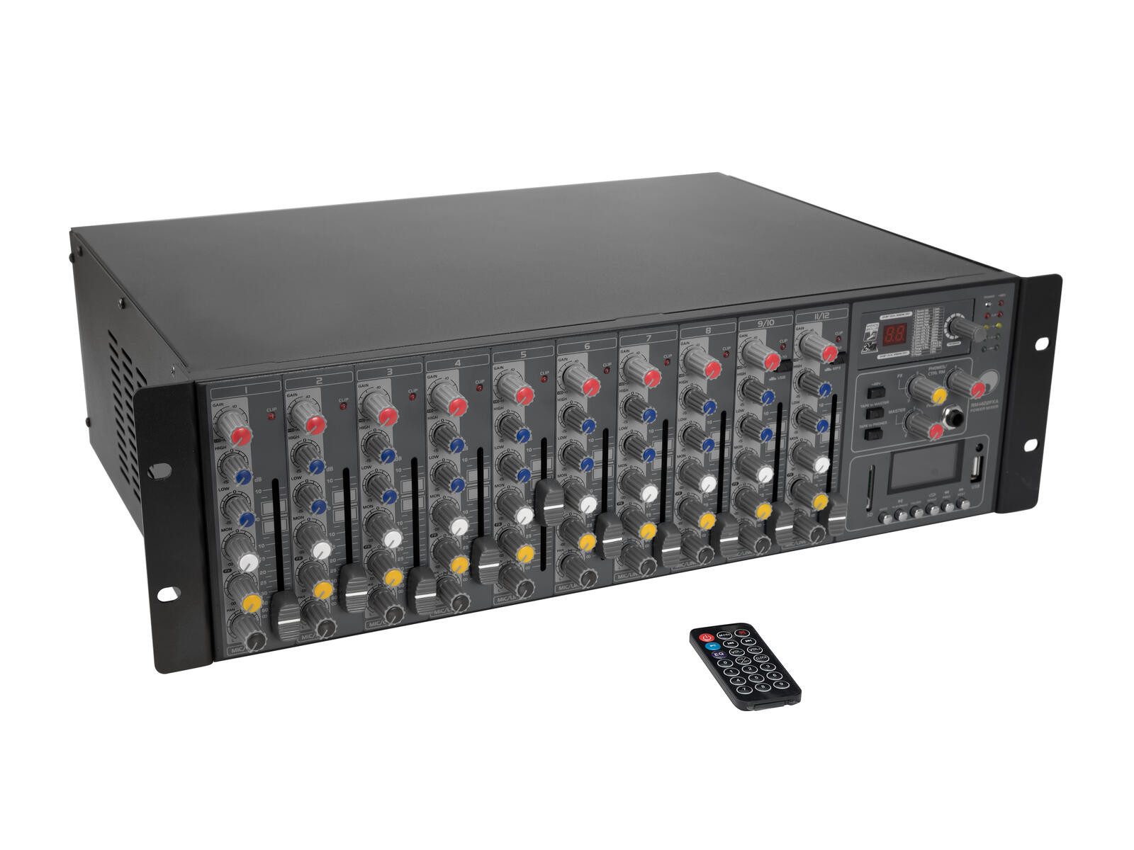 Mischpult OMNITRONIC RM-1422FXA USB Rack-Power-Mixer