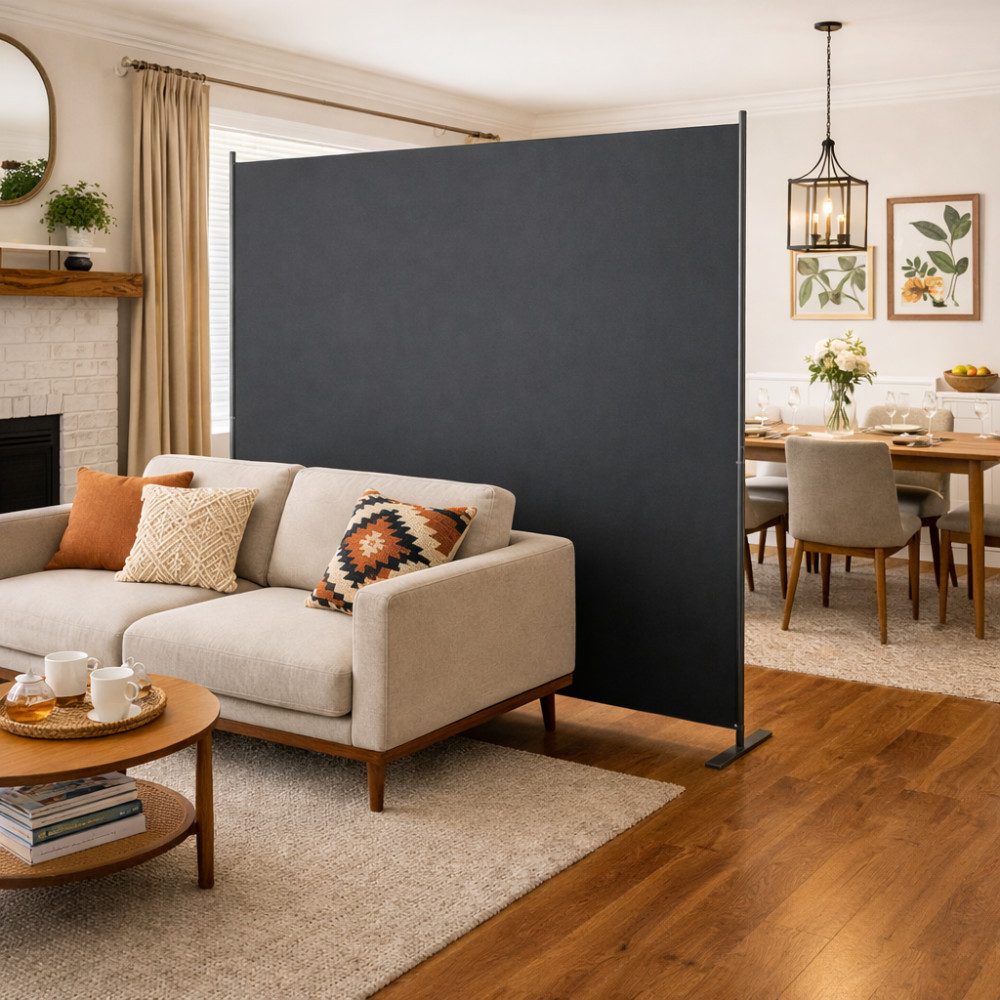 BBWL Raumteiler Paravent Grau freistehend, Sichtschutz Trennwand für Innenbereich, faltbar für Büro Wohnzimmer Schlafzimmer Esszimmer Arbeitszimmer, 1-teilig 180x180 cm, 4-teilig 204x180 cm, 6-teilig 304x180 cm, 8-teilig 404x180 cm, flexibel platzierbar, stabiler Raumtrenner für Privatsphäre und stilvolle Raumgestaltung