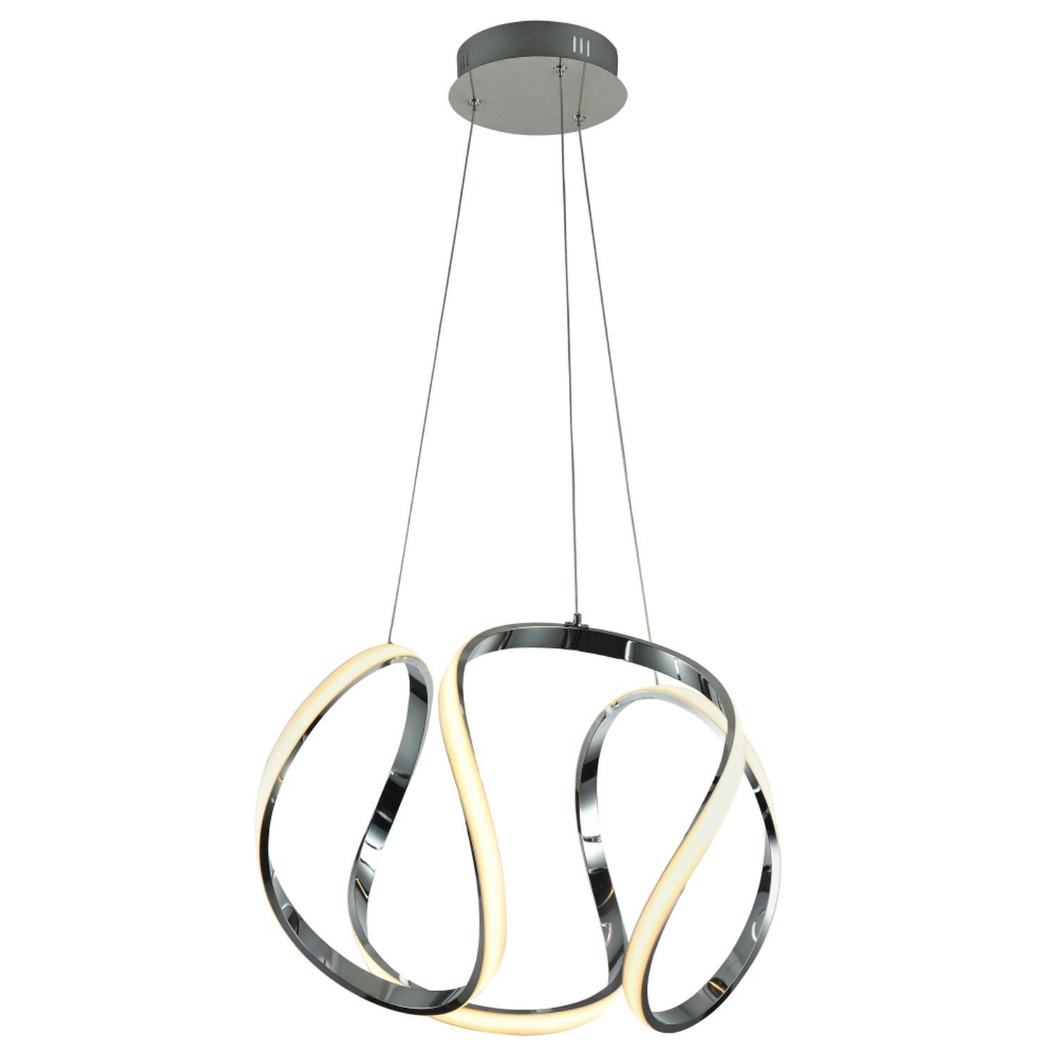 Licht-Erlebnisse Pendelleuchte FJORDA, LED fest integriert, Warmweiß, LED 52 cm breit H: max. 150 cm verstellbar Chrom 3000 K 2835 lm Metall