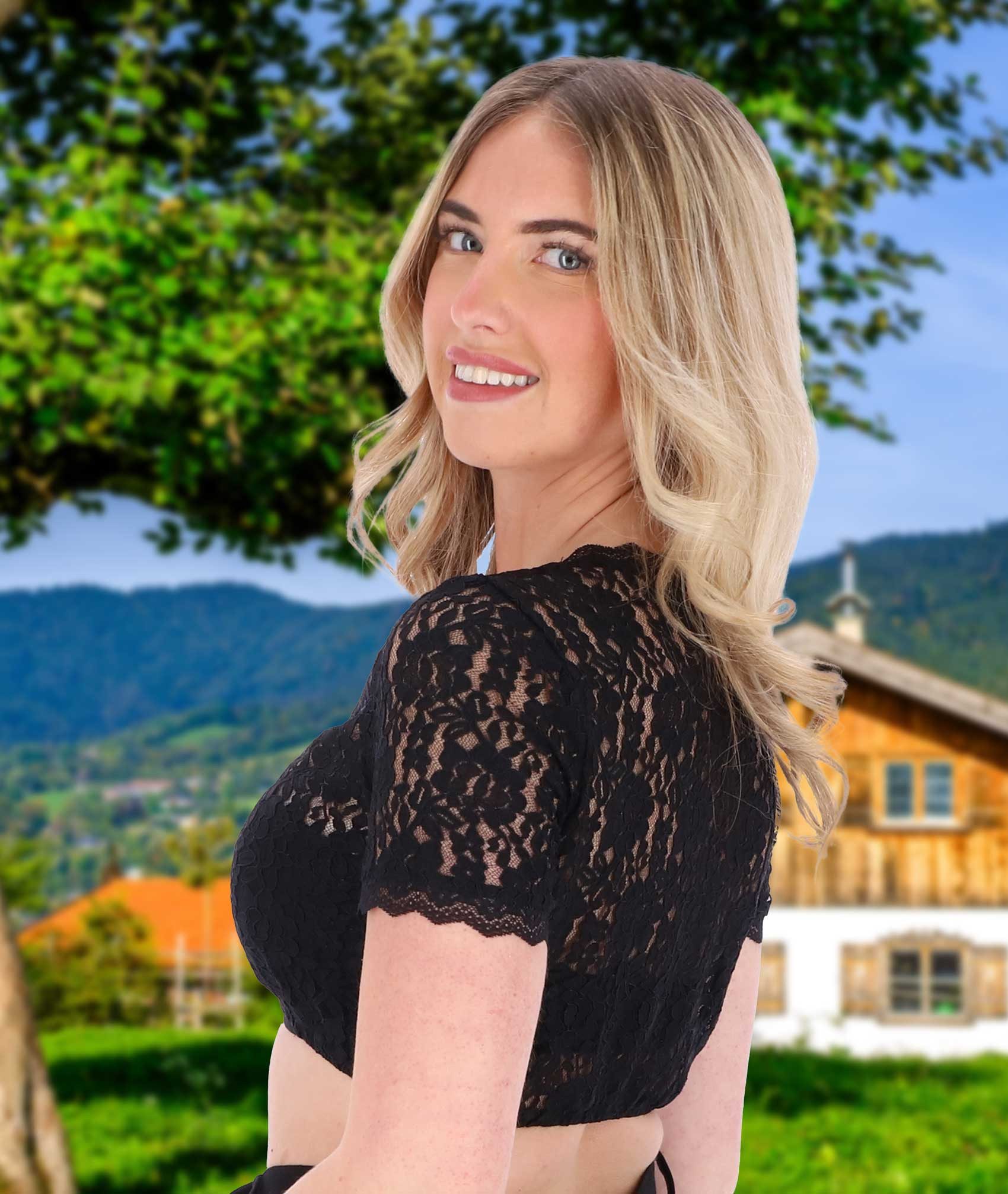 Steigenhöfer Manufaktur Dirndlbluse - LENI - Dirndl Bluse Damen mit V Ausschnitt - Trachtenbluse Kurzarm Weicher Stoff mit angenehmen Tragegefühl - Ideal fürs Oktoberfest