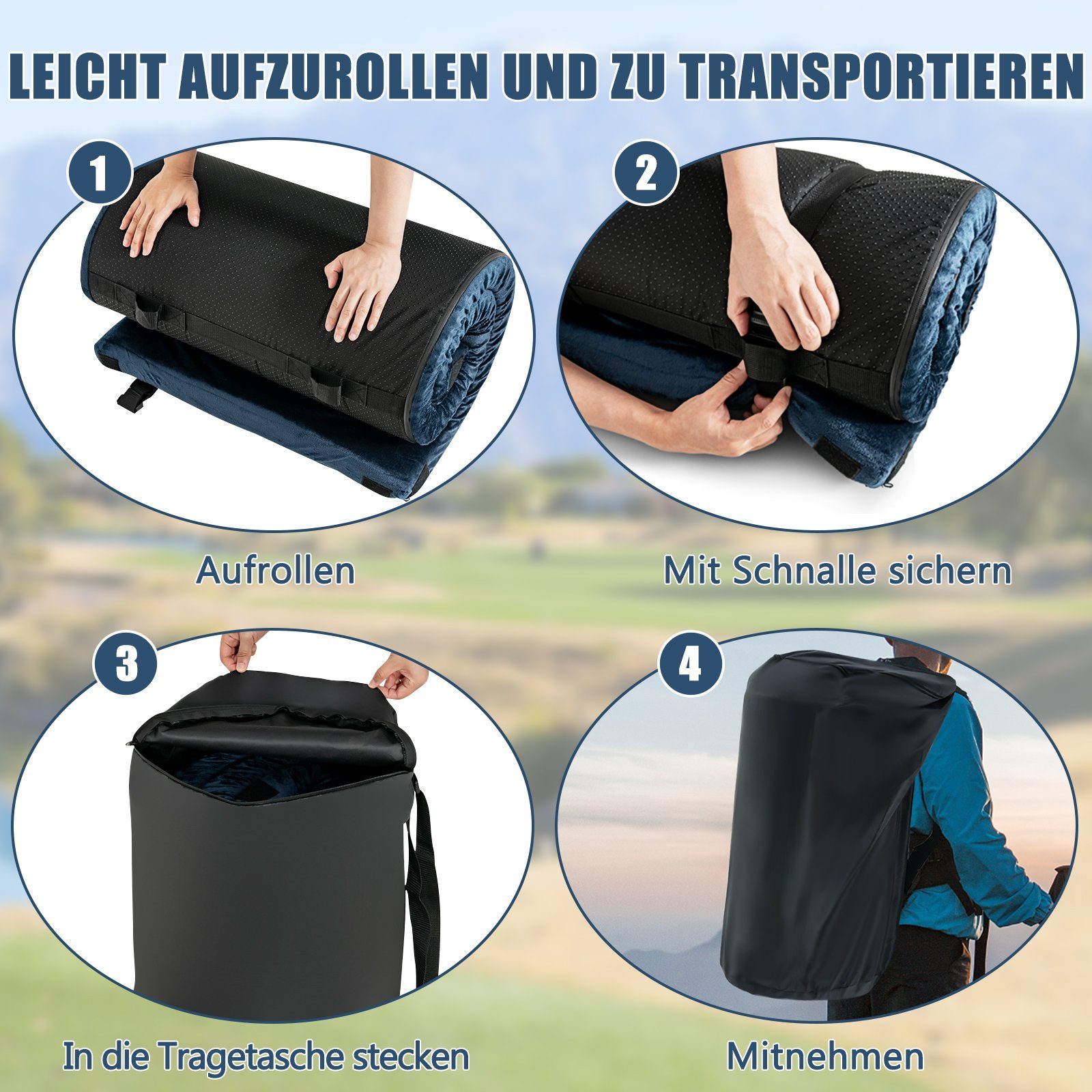 COSTWAY Isomatte Campingmatratze, aus Schaum, 183 x 62,5 x 6,5 cm
