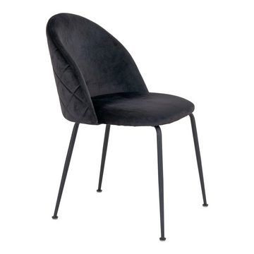 LebensWohnArt Stuhl 2er-Set Eleganter Stuhl GENF schwarz Samt schwarze Beine