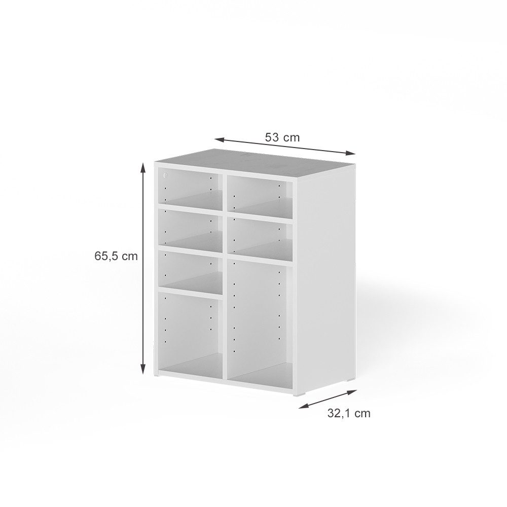 Vicco Schuhregal Lysander, Weiß, 53 x 65.5 cm mit 7 offenen Fächern, 1-tlg.