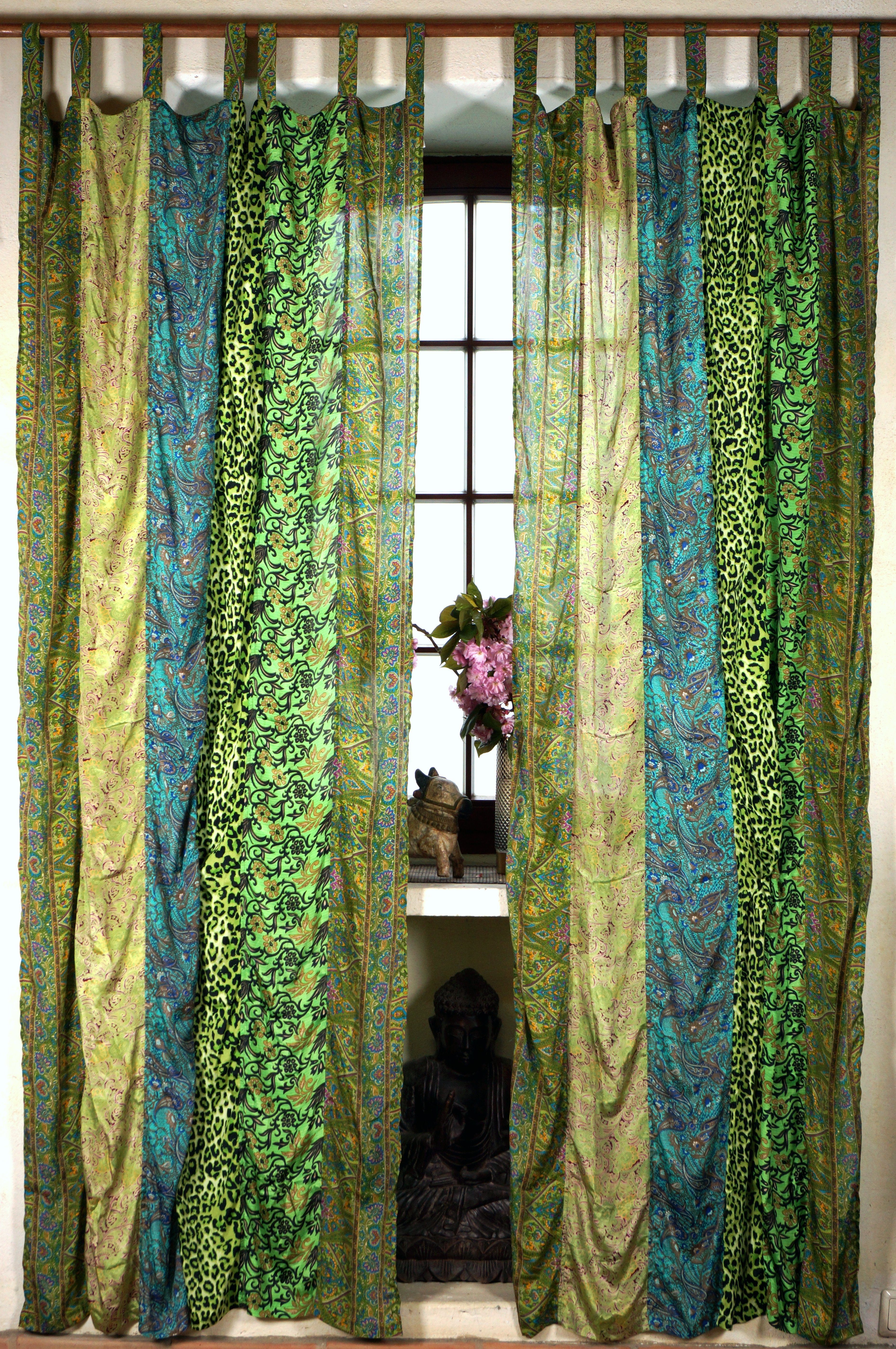Vorhang Boho Patchwork Vorhänge, 1 Paar Bohemia Gardine..