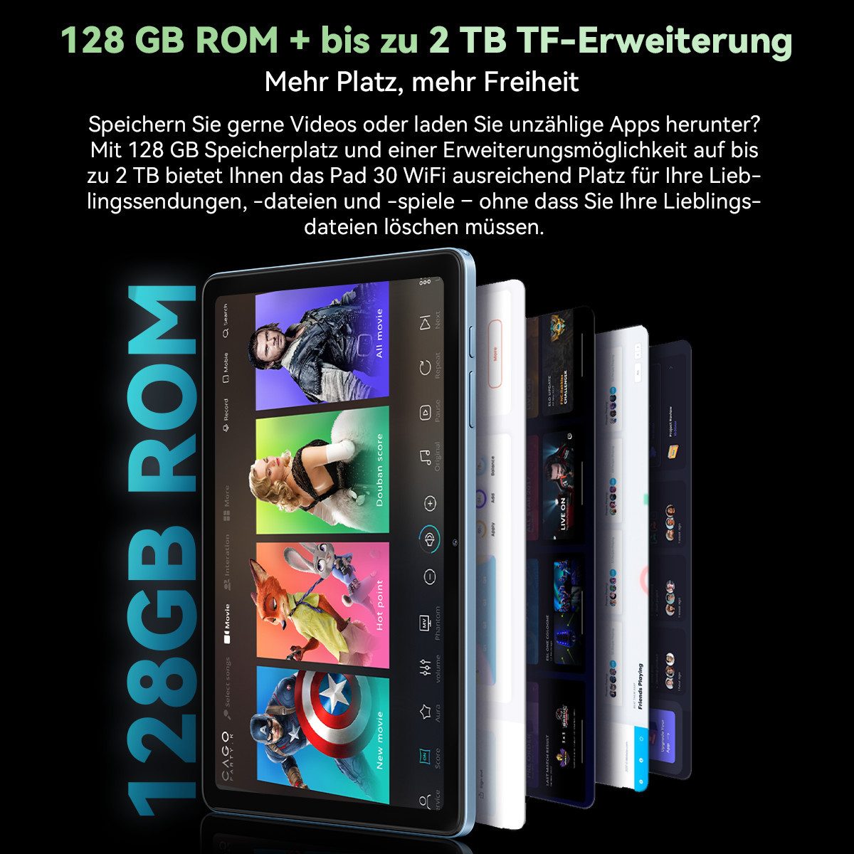 blackview 2026 PAD 30 5G WIFI 10 Zoll HD+Tablet, 128GB, Android 15, 120Hz Tablet (10.1", 128 GB, Android 15, WIFI, 12GB RAM (4 + 8 GB erweitert),Android 15, 6600mAh, 120 Hz, Widevine L1)