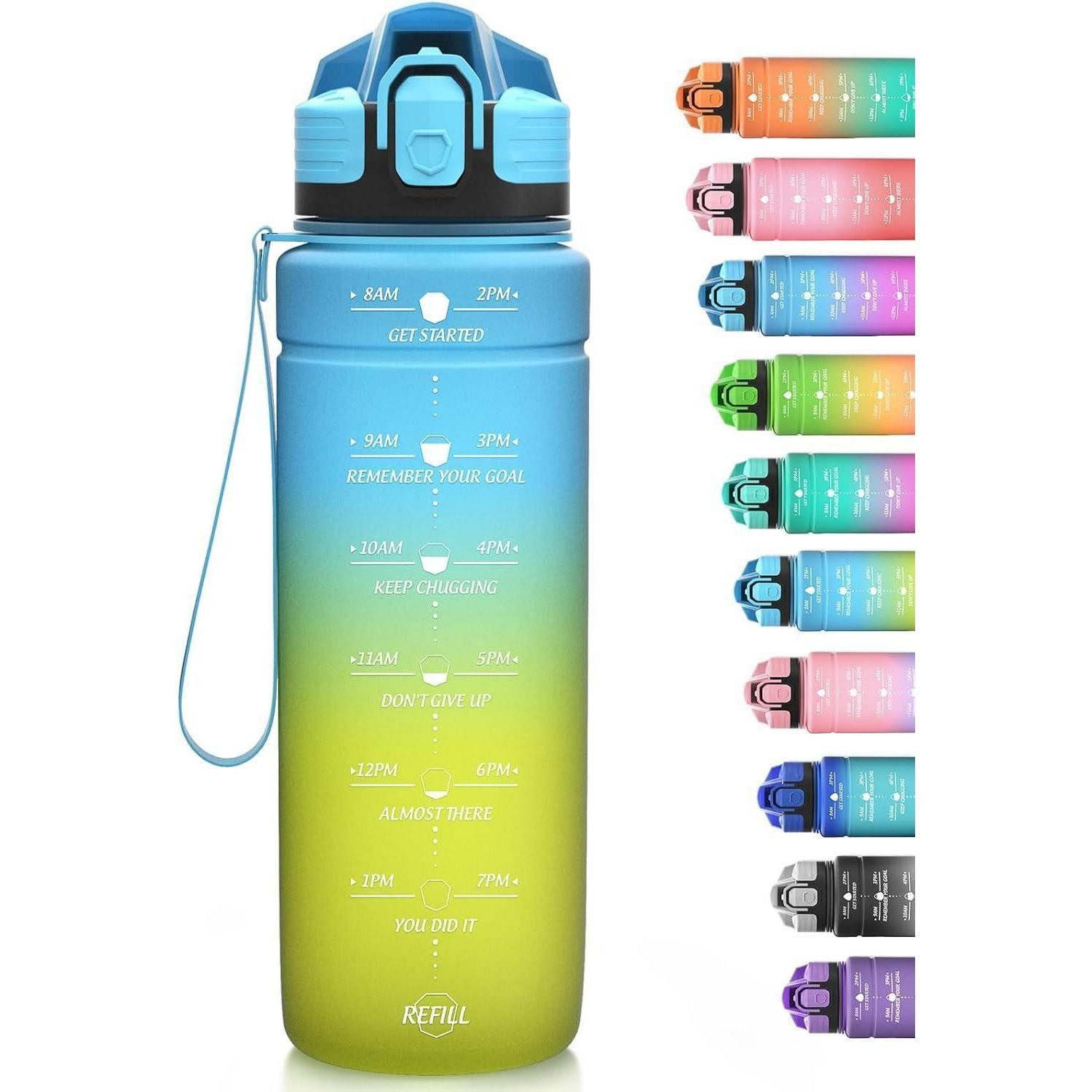 Trinkflasche Trinkflasche Kinder Auslaufsicher BPAfrei 32oz-blueyellow 1000 ml