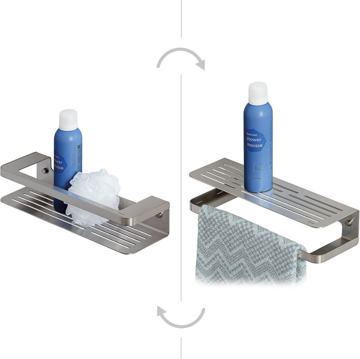 Tiger Duschkorb Caddy - Duschmand/Handtuchrack 35 cm - gebürstetes RVS