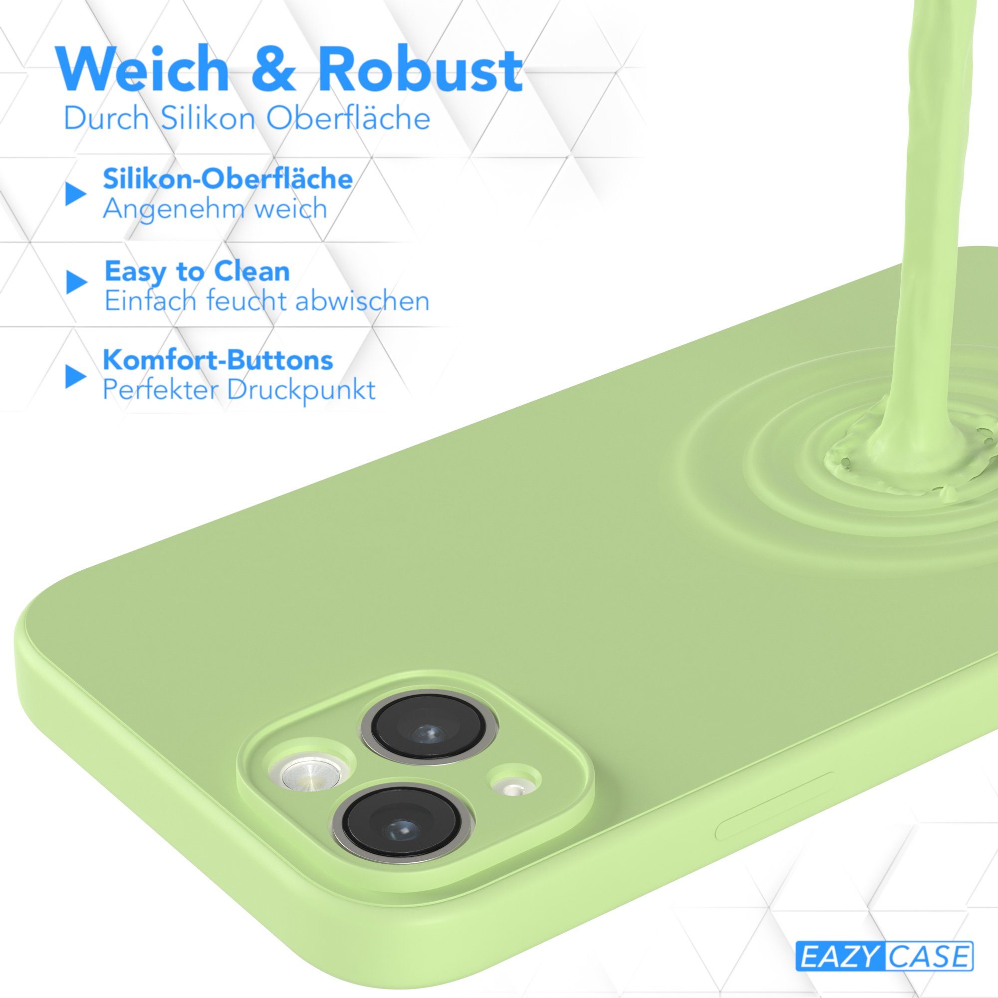 EAZY CASE Handyhülle für Apple iPhone 14 Plus Hülle Silikon 6,7 Zoll, Smart Slimcover Matt Silikon Schutzhülle mit Kameraschutz tpu Grün