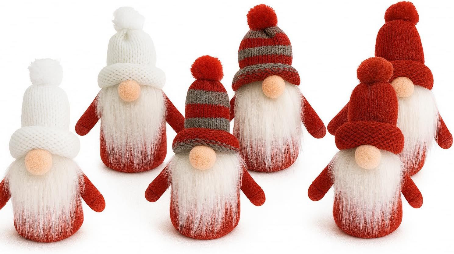 hausleben Wichtel Figuren 13cm (6 St), Deko Wichtel mit Strickmütze & Bart