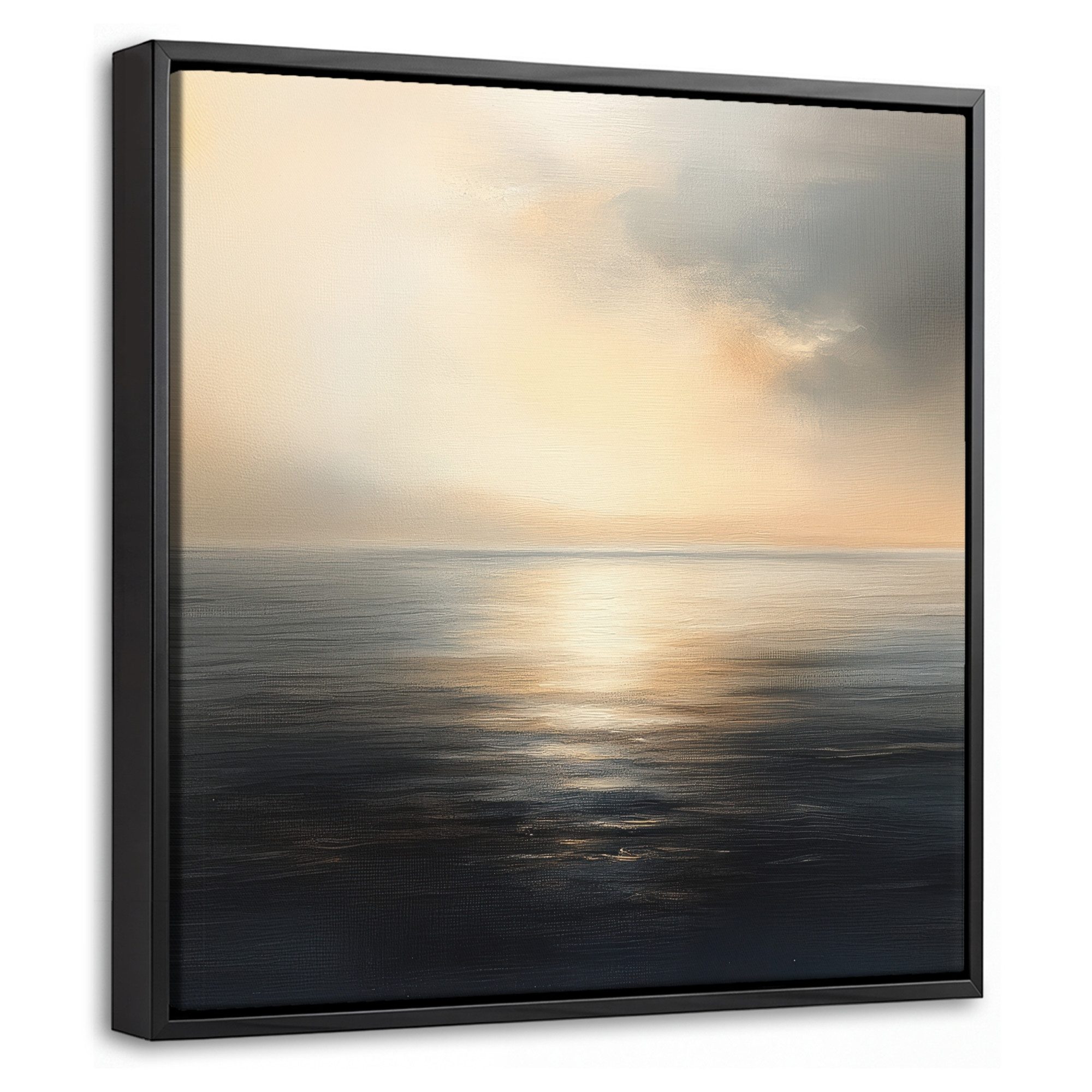 OneMillionCanvasses® Leinwandbild mit Rahmen - Sonne - Horizont - Meer, Fotodruck (1 St), Leinwand Bilder Klein, Wand Dekoration Aesthetic 20x20cm