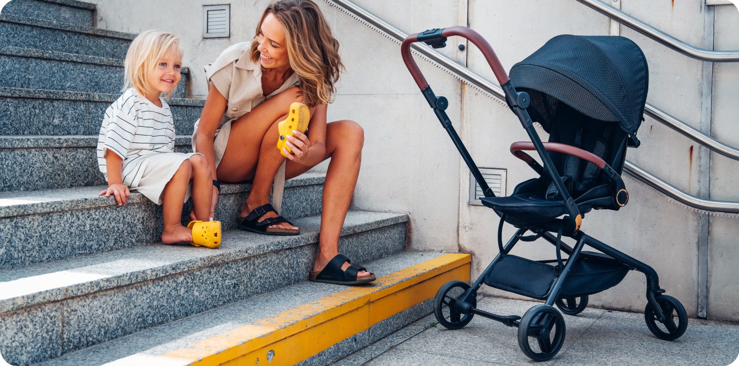 MoMi Kinder-Buggy Adelle, 360° drehbarer Sitz & beidseitige Fahrtrichtung