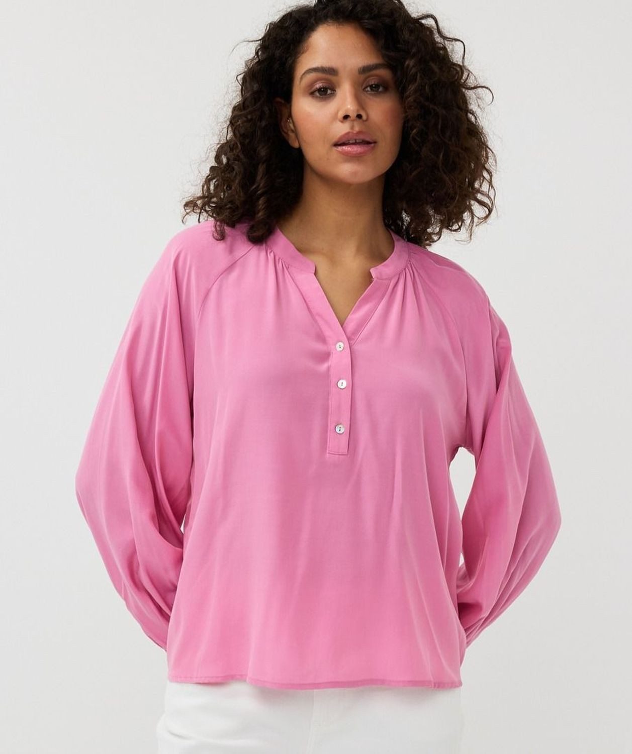 Esqualo Langarmbluse Esqualo Bluse R-Neck Rosa günstig online kaufen