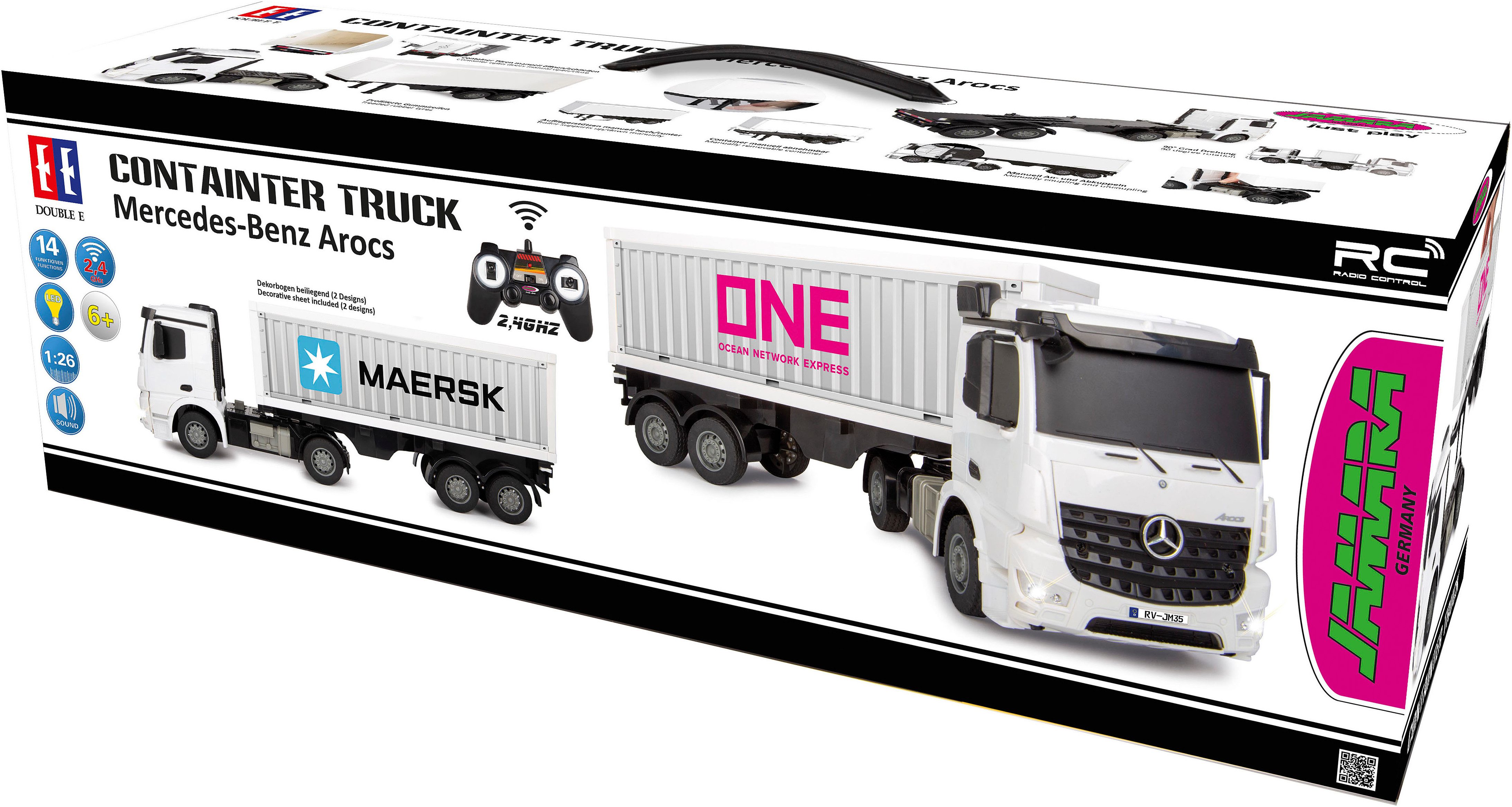 Jamara RC-Auto Container LKW Mercedes-Benz Arocs 1:26 2,4GHz, mit LED Licht günstig online kaufen