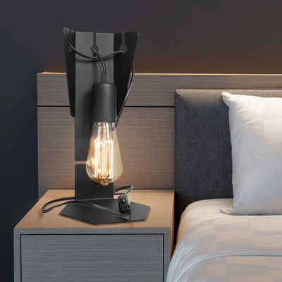etc-shop LED Tischleuchte, Leuchtmittel nicht inklusive, Vintage Tischleuchte Schreibtischlampe Retro schwarz