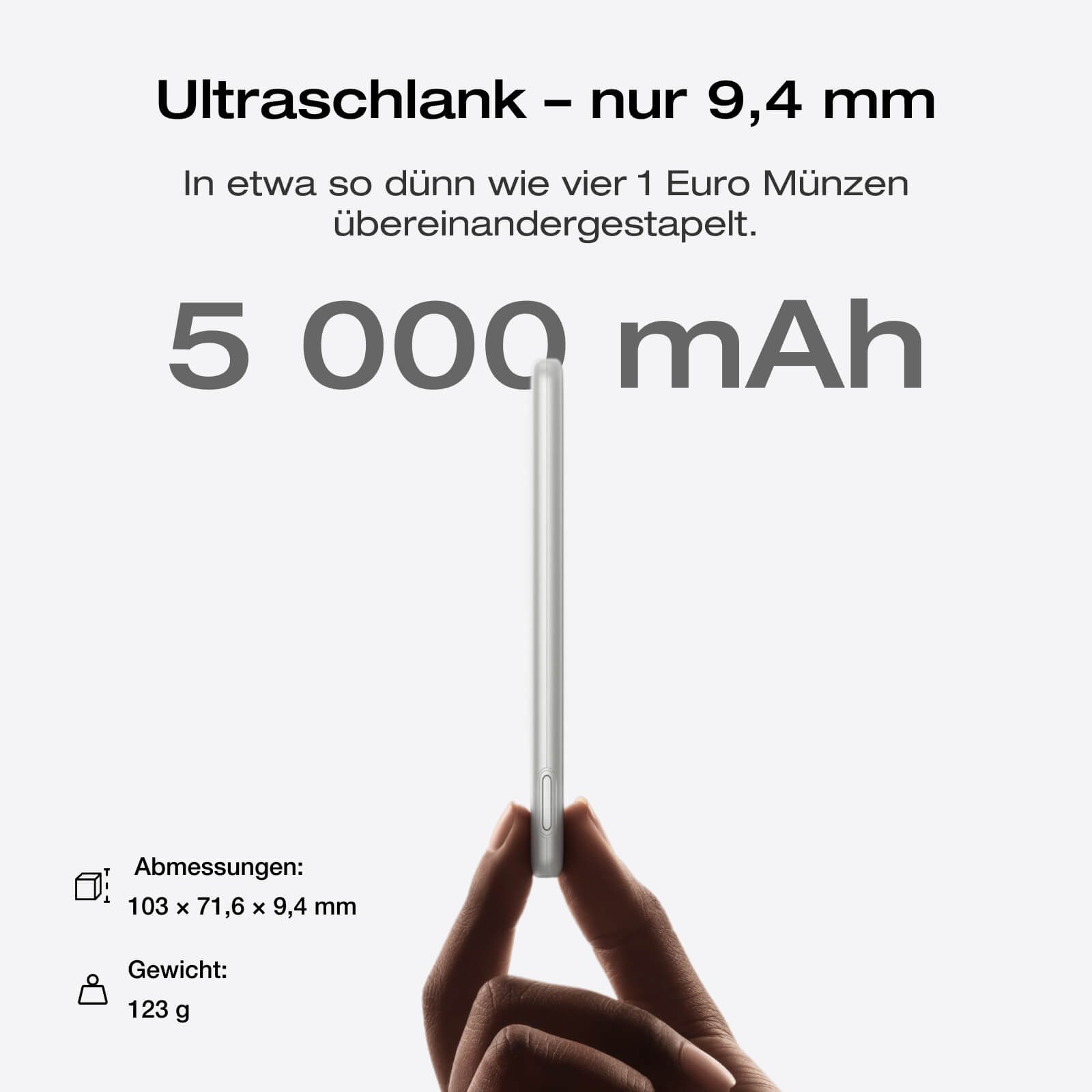 Ecoflow EcoFlow RAPID Mag Powerbank (5 000 mAh/10 000mAh, Magnetisches Laden) Powerbank Tragbares Ladegerät mit kabelloser Ladefunktion, 20 W USB-C Laden, 20 W Aufladung
