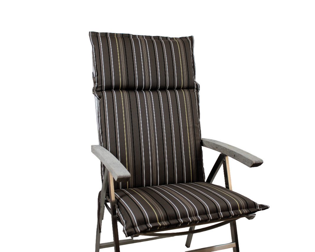 Rübeling Hochlehnerauflage Streifen Braun, Reißverschluss-Kissen