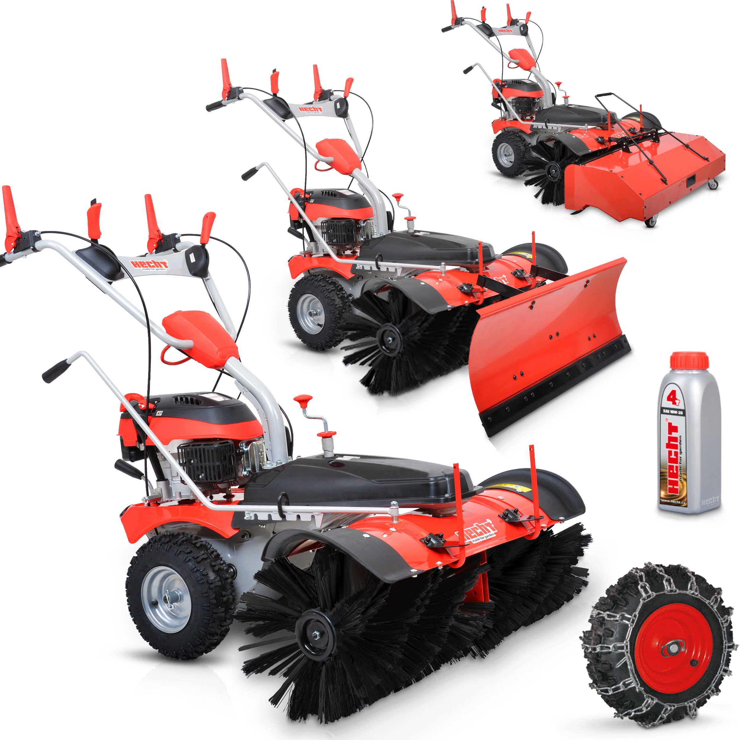 Benzin-Kehrmaschine 8101 S Set 1 mit Schneeschild Auffangbox