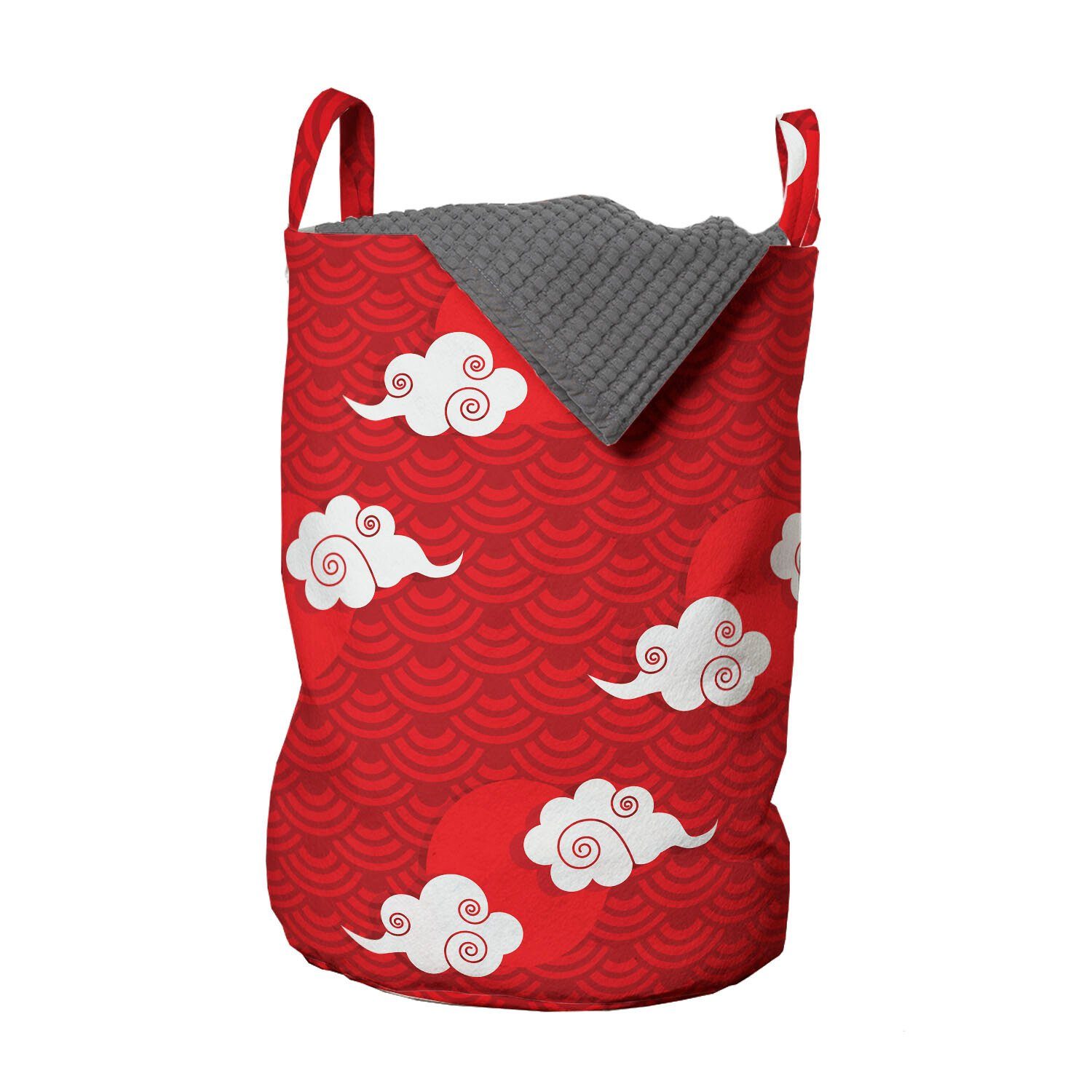 Abakuhaus Wäschesäckchen Wäschekorb mit Griffen Kordelzugverschluss für Waschsalons, japanisch Wolken und Skala-Muster