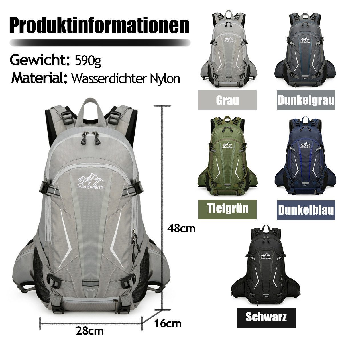 Luckice Fahrradrucksack Radrucksack Fahrradrucksäcke Sportrucksäcke Wander-Rucksack (Motorradrucksack Biker-Rucksack Wanderrucksack Trekkingrucksack Bergrucksack, wasserdichter,30L,Mit wasserdichter Regenhülle,Rucksacktaschen), Herren & Damen mit Helmnetztasche,Trinkblasen können platziert werden