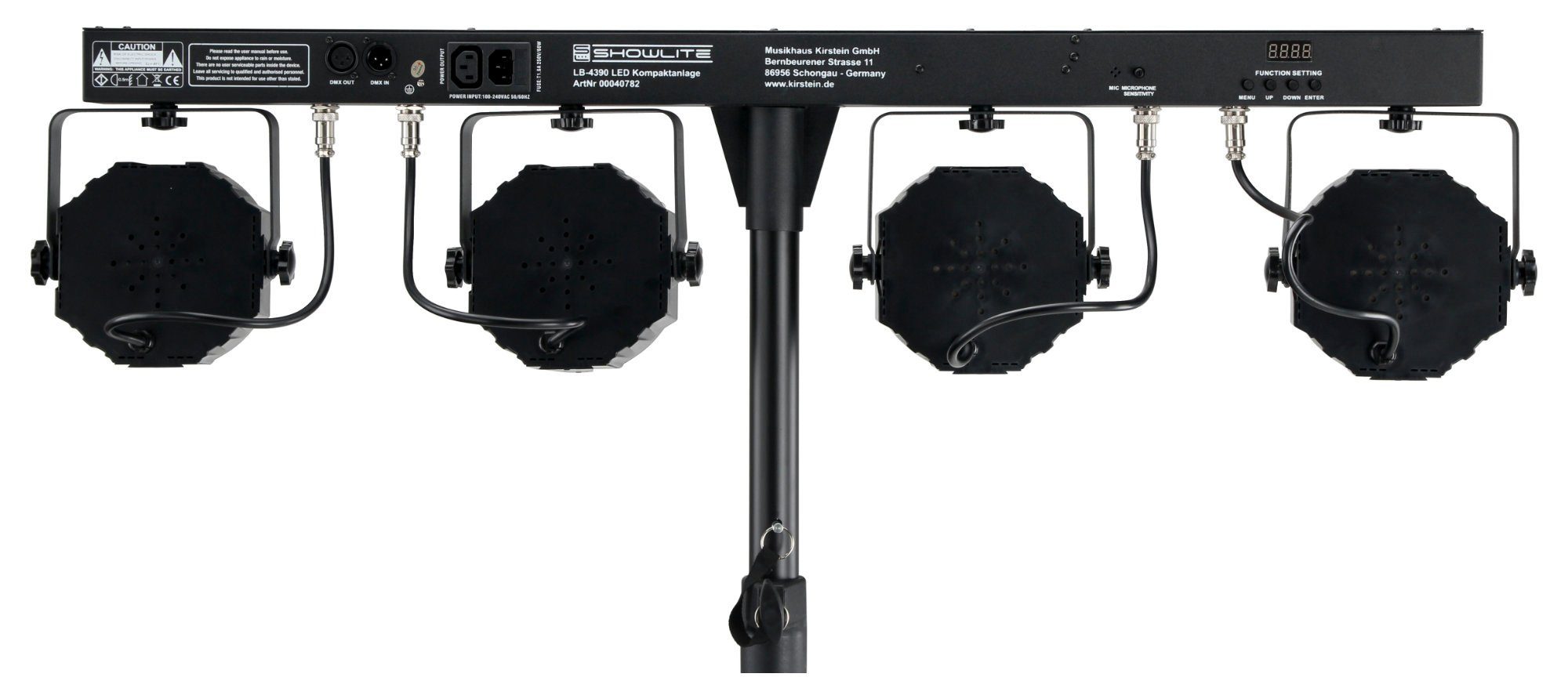 Showlite Lichtanlage LB-4390 Stativ, mit Licht T-Bar, Komplettanlage Taschen Wireless LED RGB, Fußschalter
