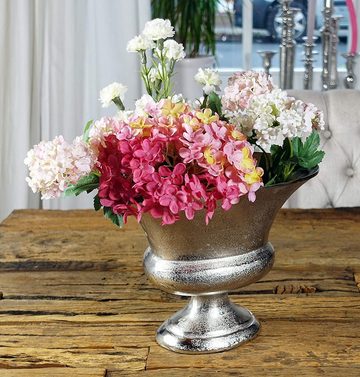 MichaelNoll Dekovase Vase Blumenvase Gefäß Pokalvase Dekovase Aluminium Silber Luxus, Deko Modern, Wohnzimmer, Küche, S 30 cm
