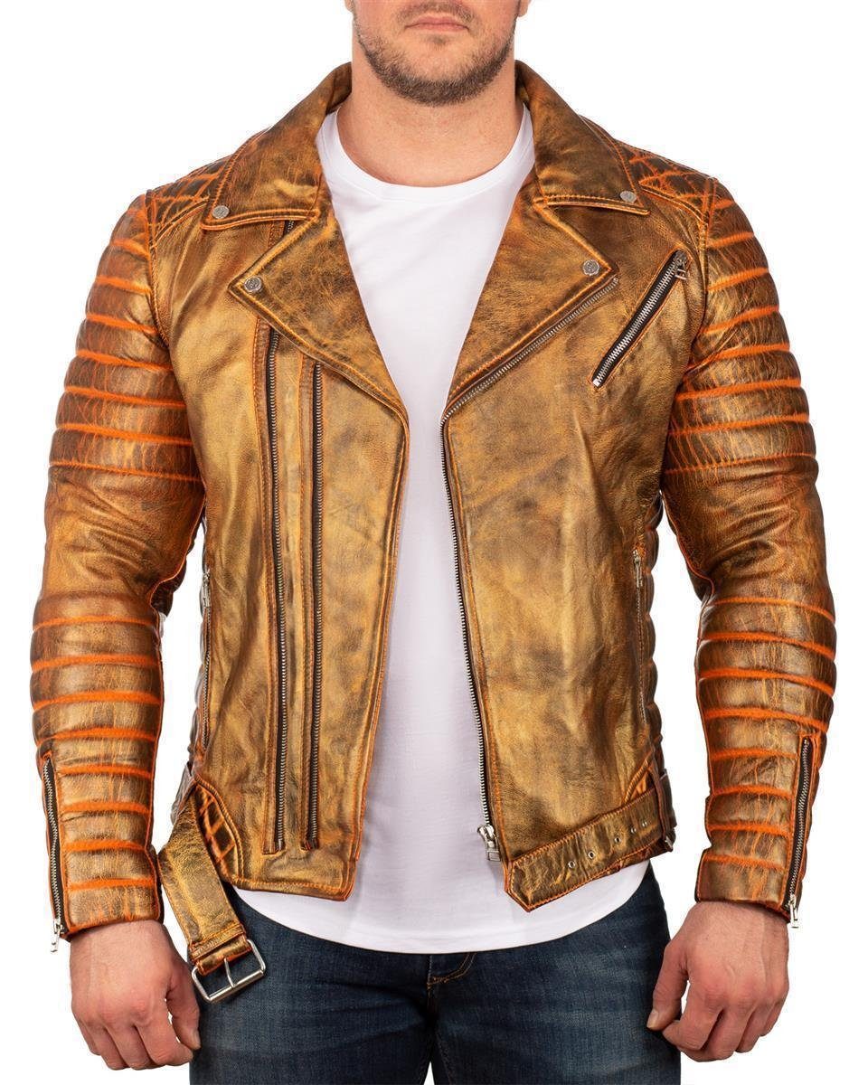 Reichstadt Lederjacke Herren Echtleder-und Kunstleder Jacke RS001 (1-St) im Bikerstyle LIMITED EDITION