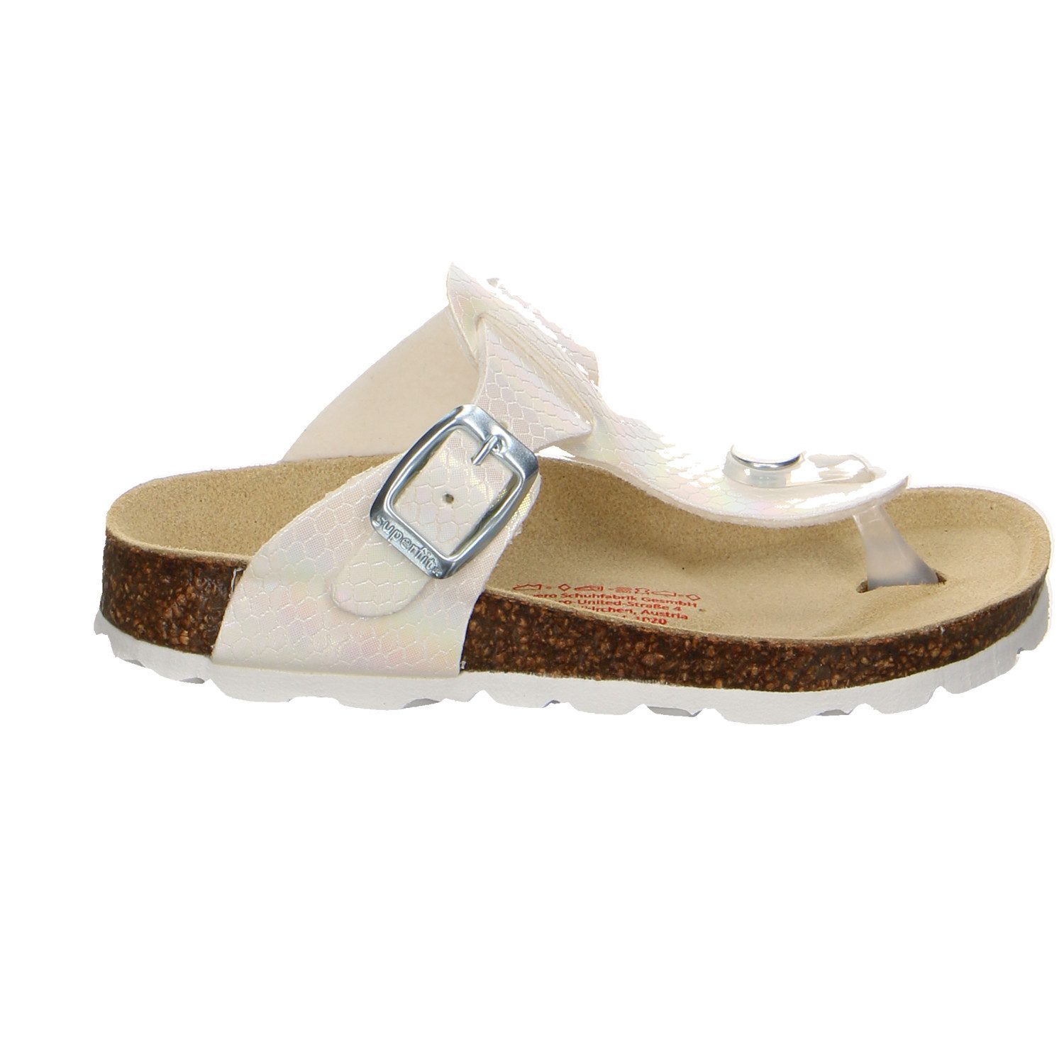 Superfit Superfit Fussbettpantoffel Reptil-Prägung Pantoletten weiss Zehentrenner