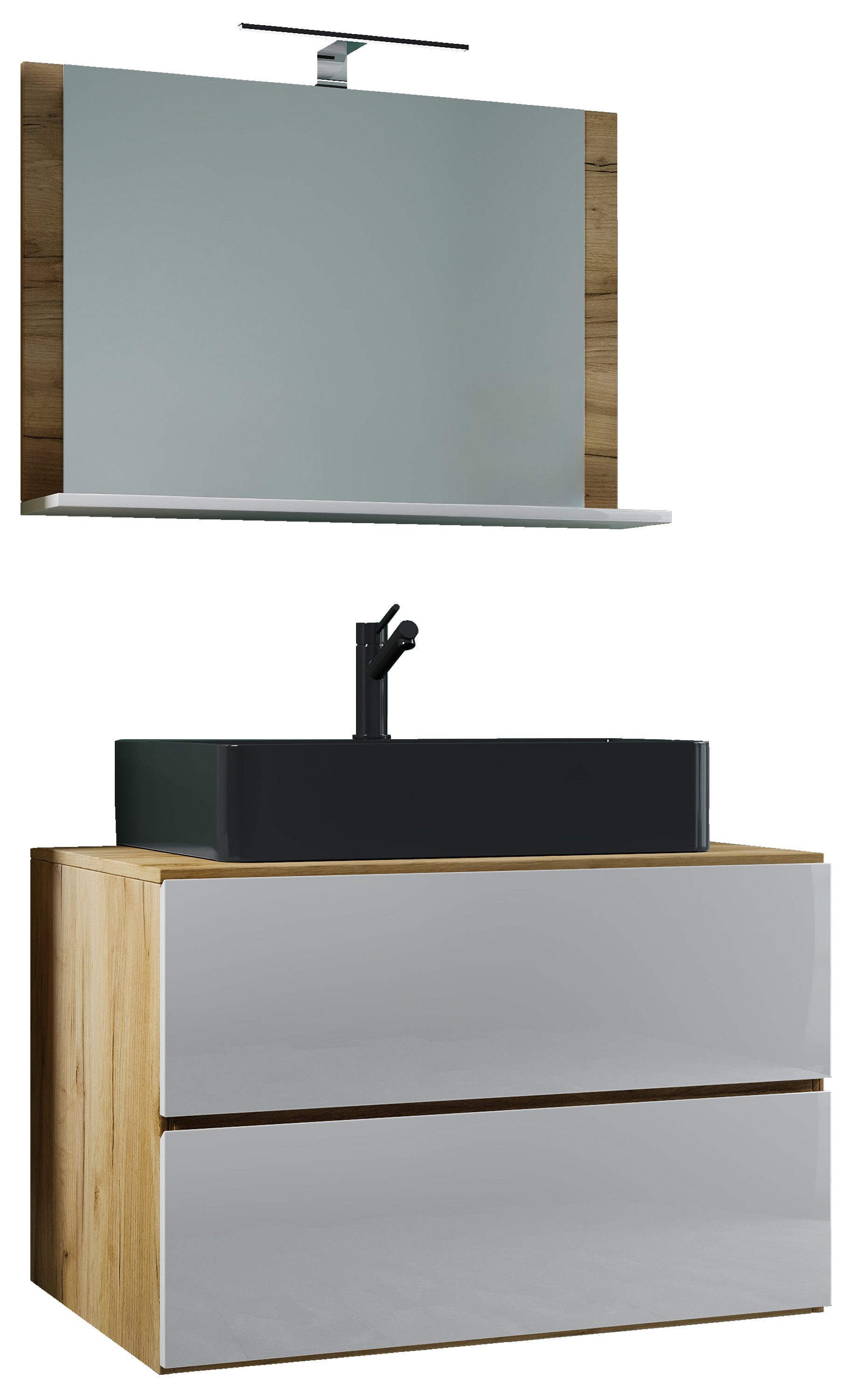 VCM Waschtisch 3-tlg Waschtisch Badmöbel Lendas 80 cm M Schublade