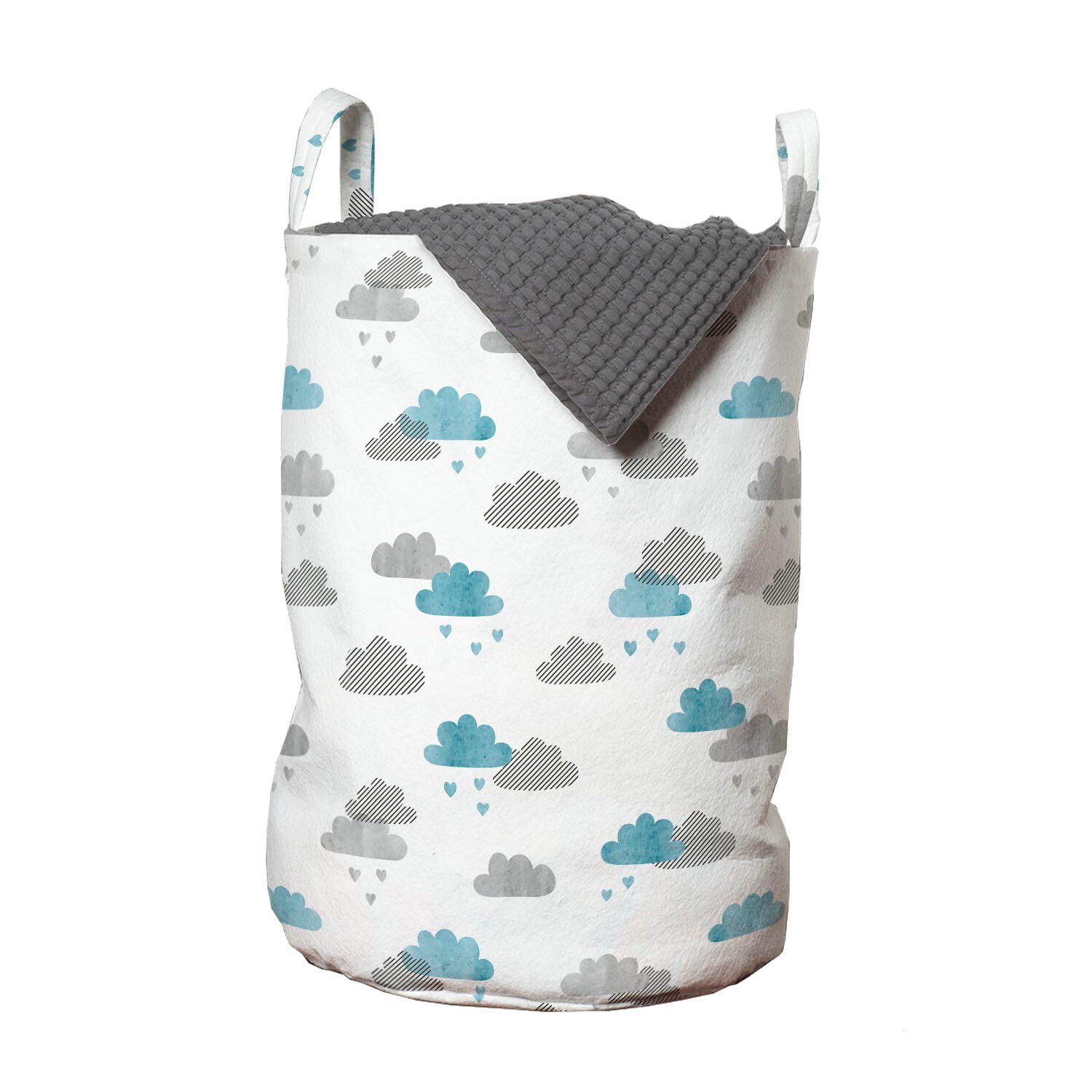 Raining mit für Wäschekorb Waschsalons, Griffen Wäschesäckchen Abakuhaus Abstrakt Himmel Wolke Kordelzugverschluss Modern