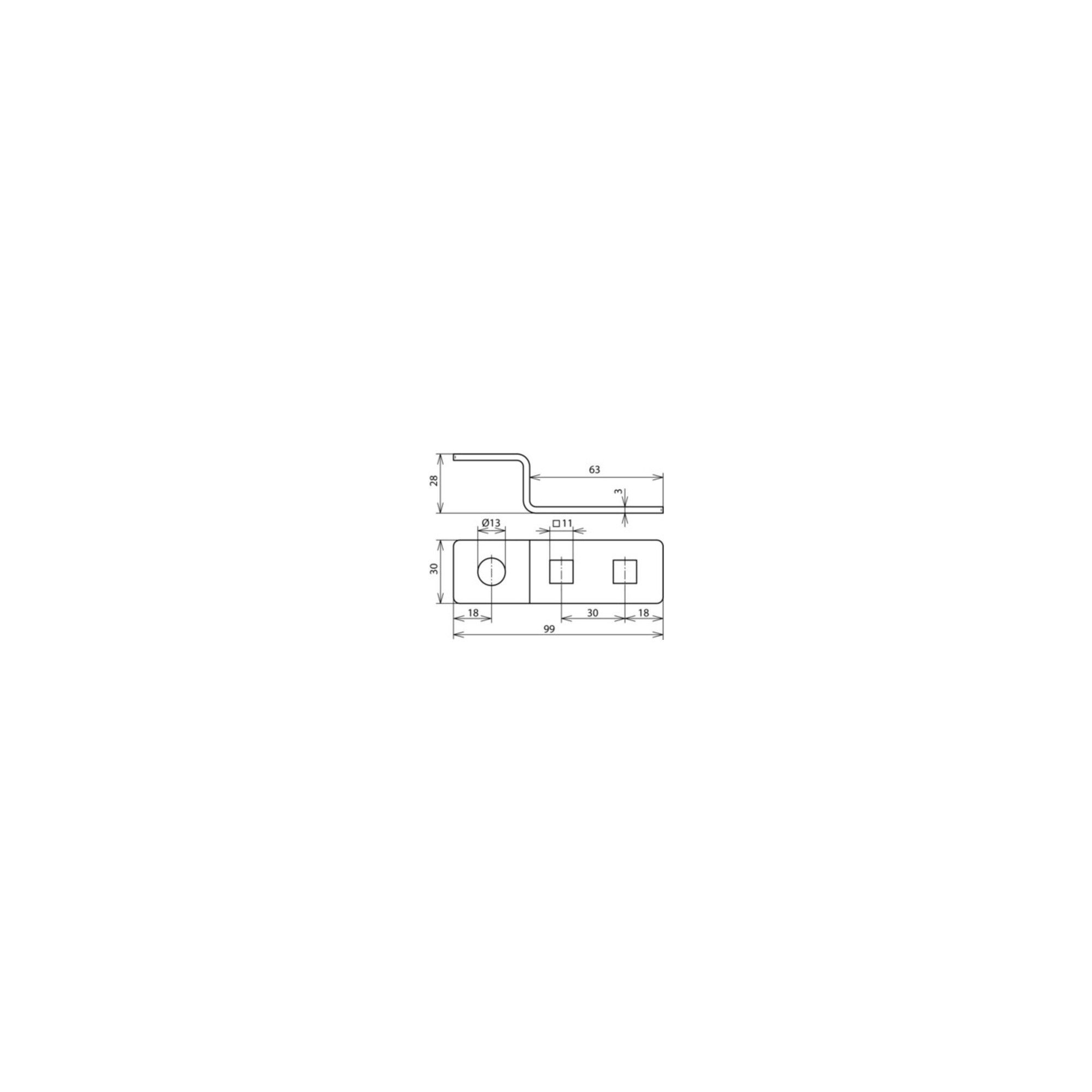 DEHN Gewindenippel DEHN Endstück Z-Form Niro D11 u.1Rundloch D13 ES ZF2X11.111XB13V2A