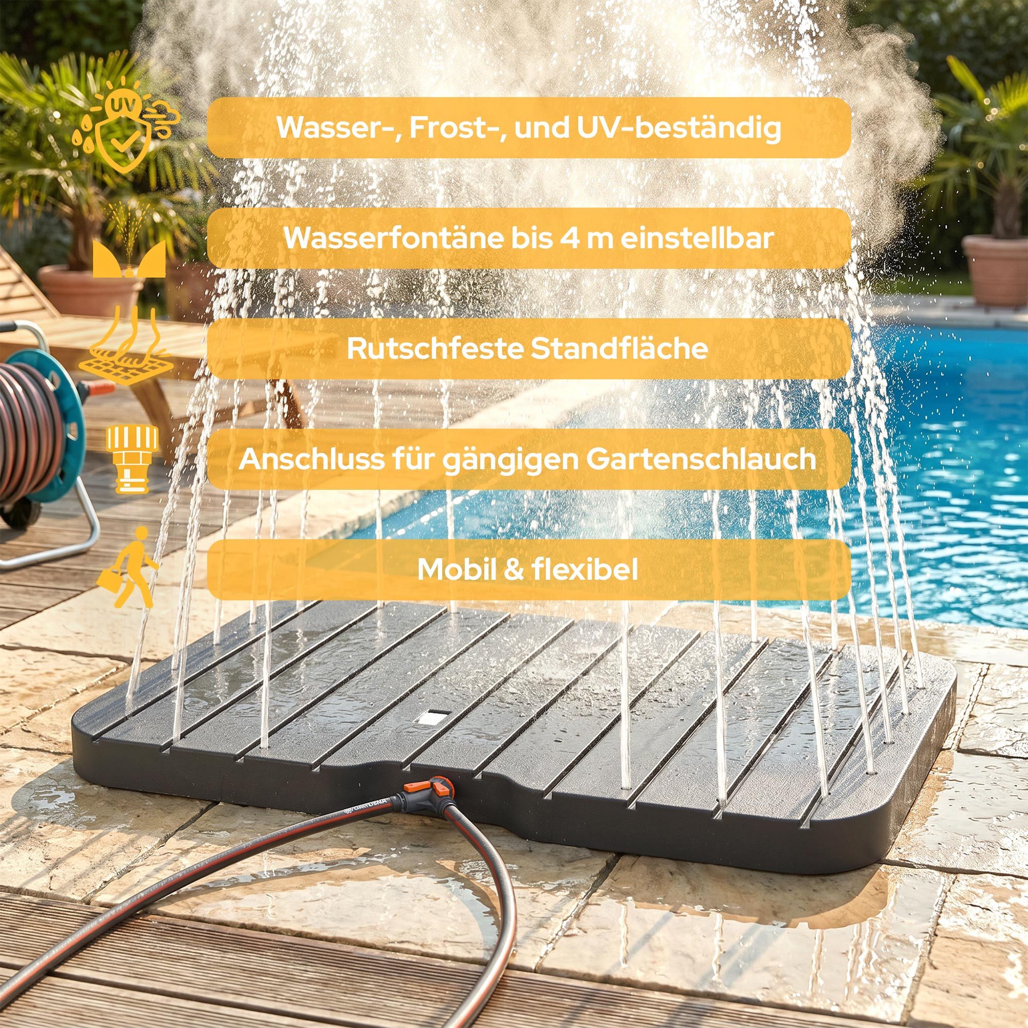 Arebos Gartendusche Outdoor Bodendusche mit Fußrad für Garten Pool Sauna Camping (Bodendusche Saunadusche Campingdusche), Bedienung per Fußrad, Wasserdüsen von unten