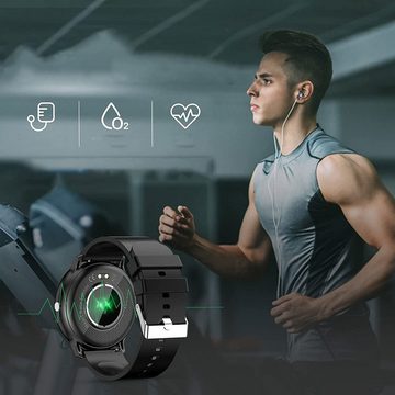 Bedee Smartwatch Herren Fitness Tracker mit Pulsmesser und Schlafmonitor Smartwatch (1.28 Zoll), 1-tlg., Fitnessuhr wasserdicht IP67, Smartwatch für iOS und Android Damen Herren