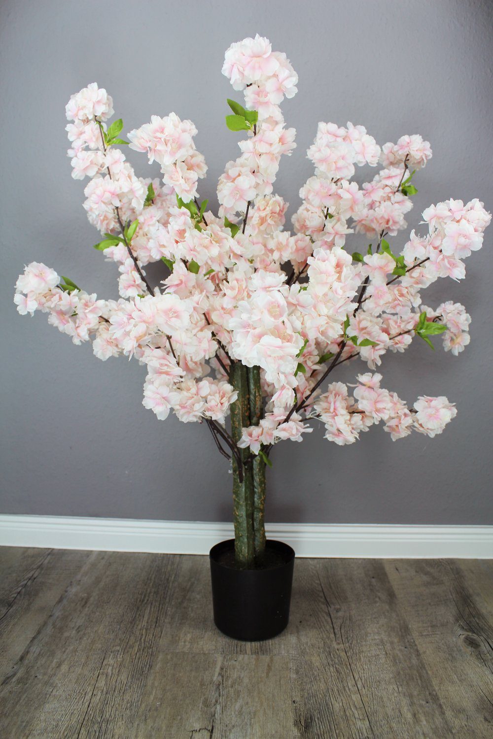 Zimmerpflanze cm, Deko Arnusa, Kunstpflanze künstliche Weiß Topf fertig Rosa Kirschblütenbaum, im in oder Kunstbaum Kirschblüte Höhe 80