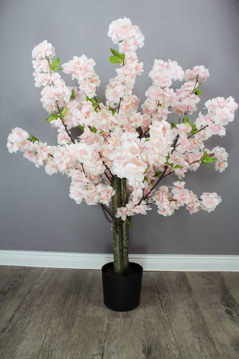 Kunstpflanze künstliche Kirschblüte Kunstbaum Zimmerpflanze Deko Kirschblütenbaum, Arnusa, Höhe 80 cm, fertig im Topf in Rosa oder Weiß