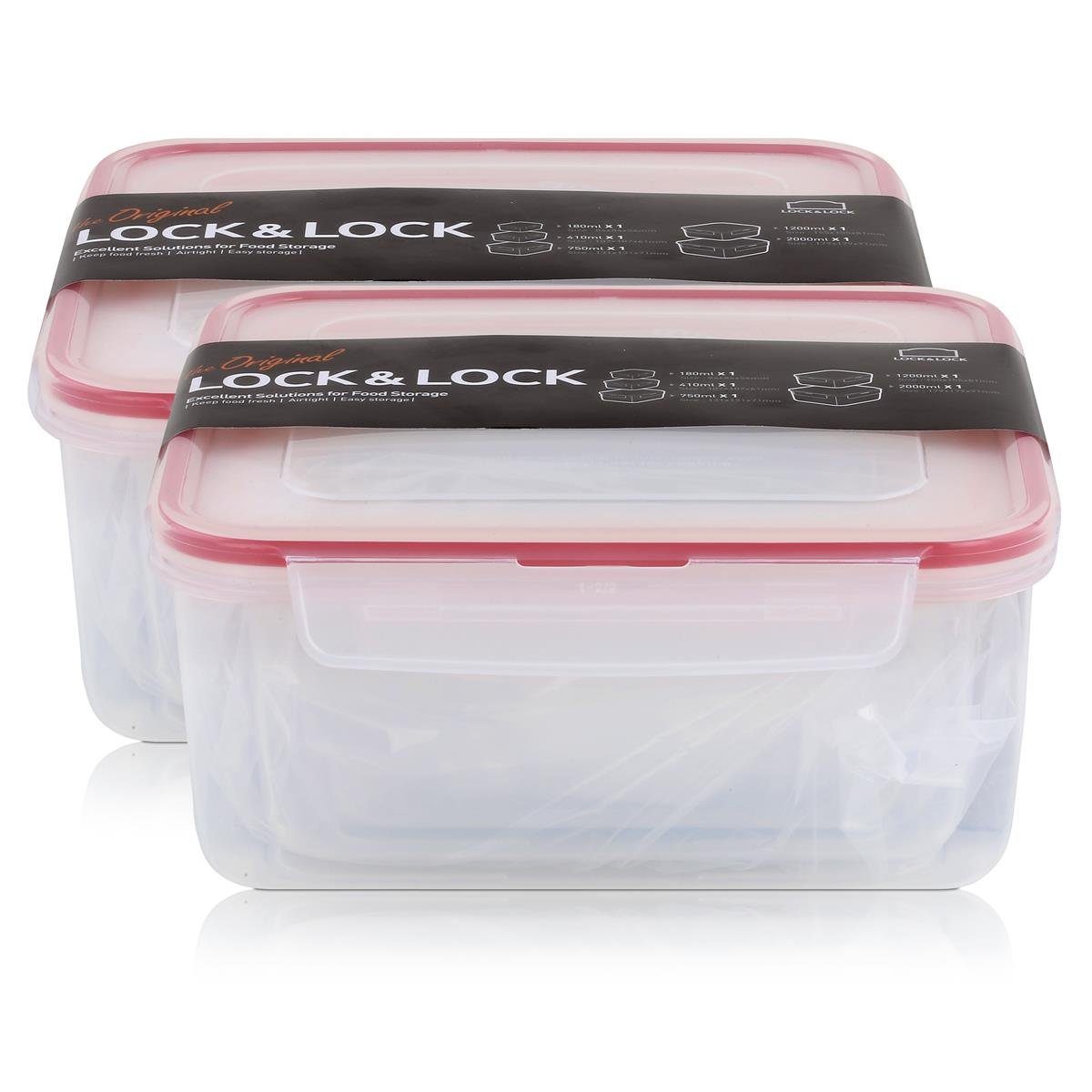 LOCK & LOCK Vorratsdose Lock&Lock HPL980CLQ5 Frischhaltedosen 5er Set - Luft & Wasserdicht (2e, Kunststoff