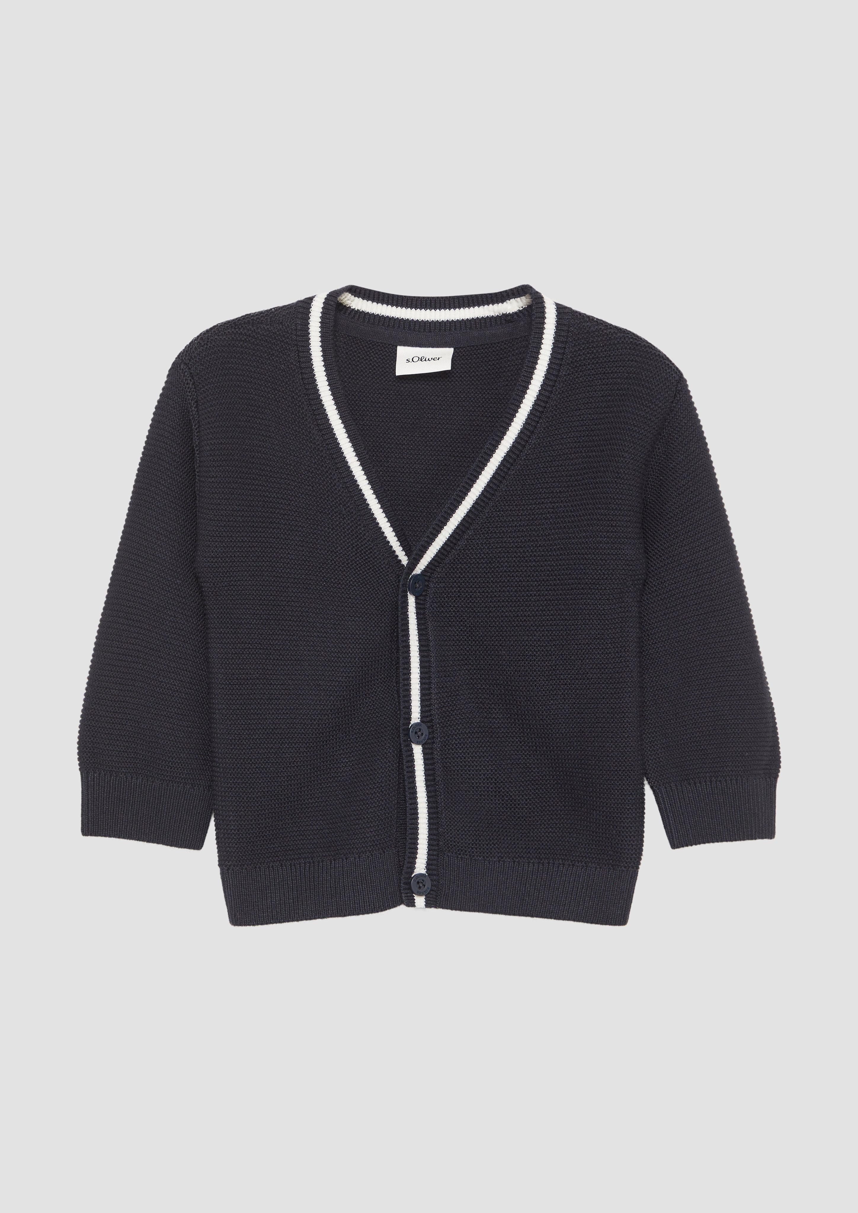 Strickjacke Festliche Baumwollmix-Strickjacke mit V-Ausschnitt