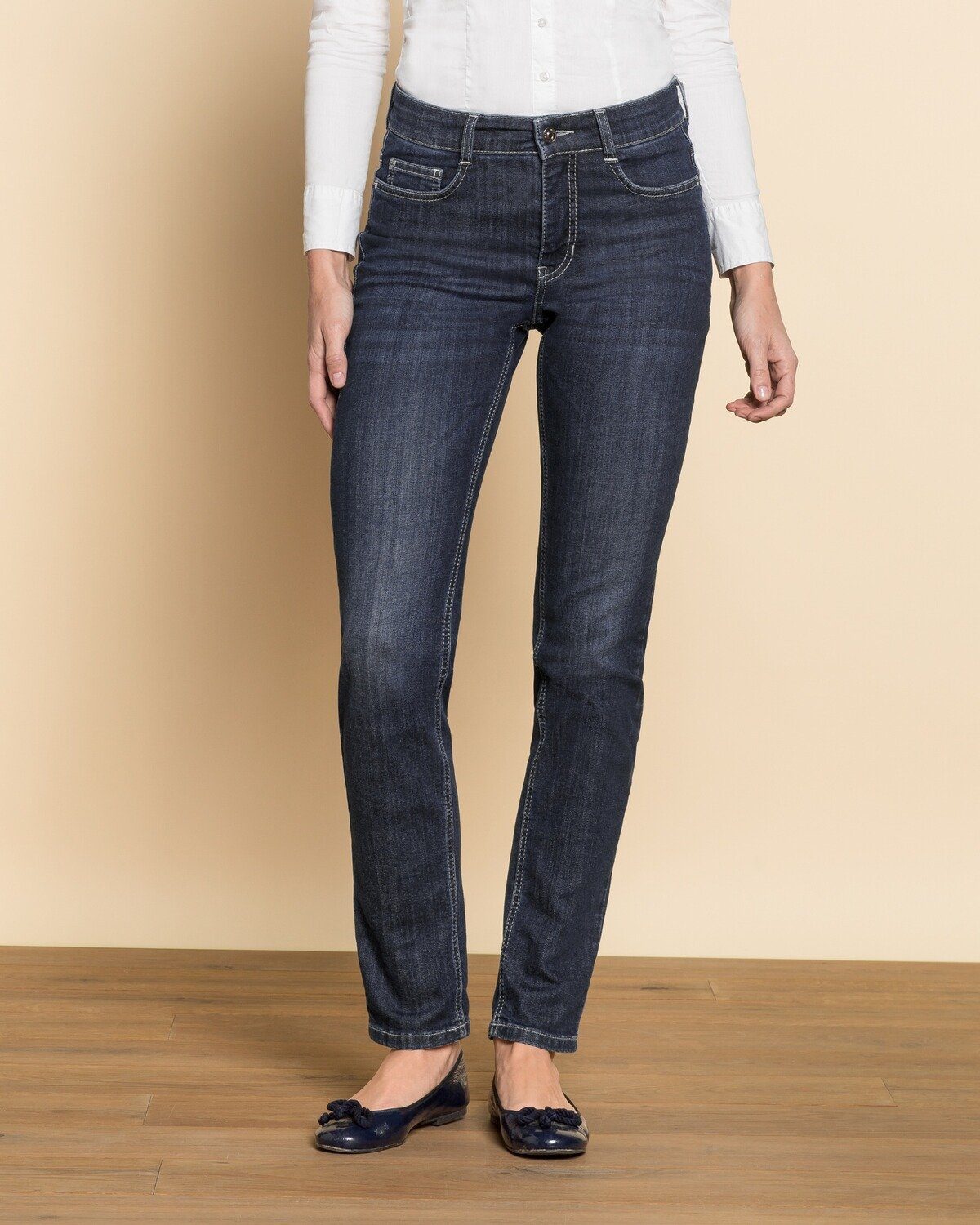 Angela Pipe 5-Pocket-Jeans Jeans Dunkelblau/L34 MAC