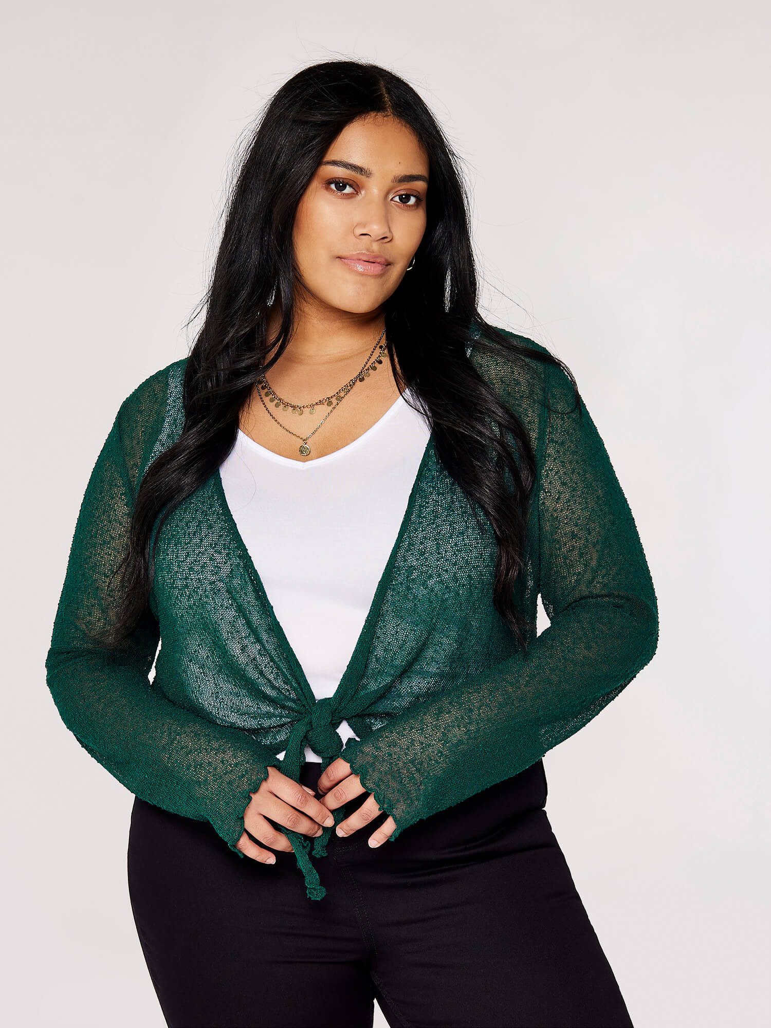 Apricot Cardigan Popcorn Knit Waterfall Shrug, günstig online kaufen